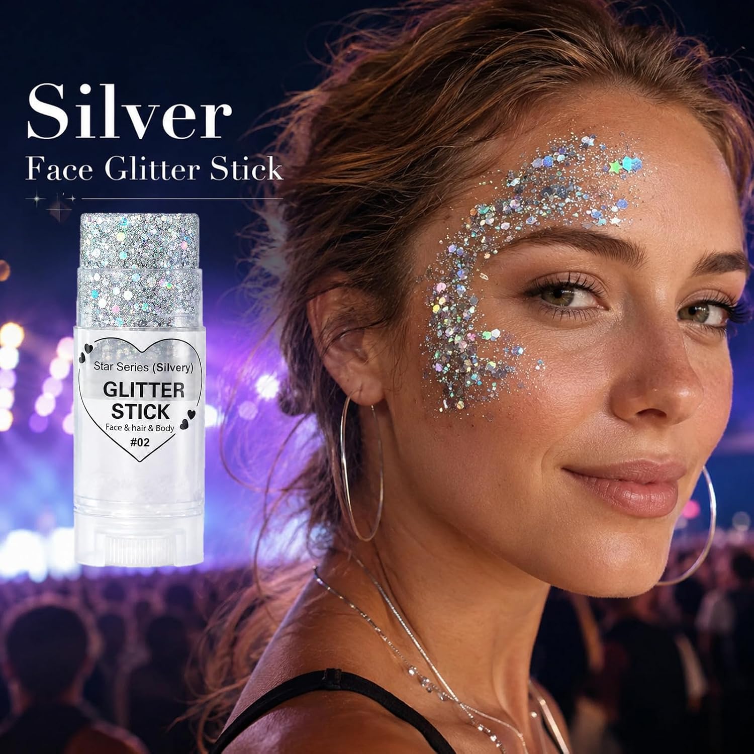 Detalle 2 de Go Ho WLG-346-02-US Silver Glitter Stick, Self-Adhesive Waterproof Gel