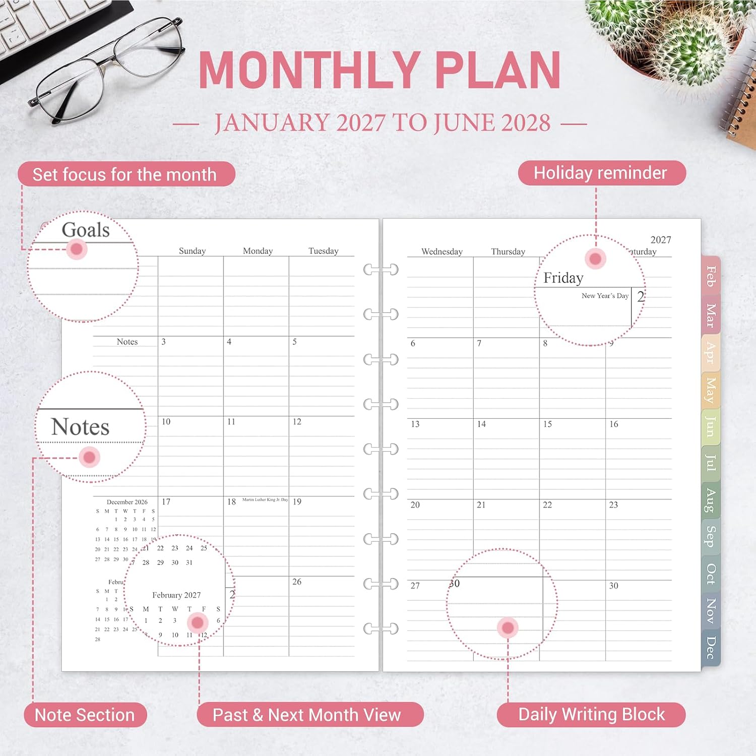 Detalle de Monthly Planner Refill, 7" x 9.8