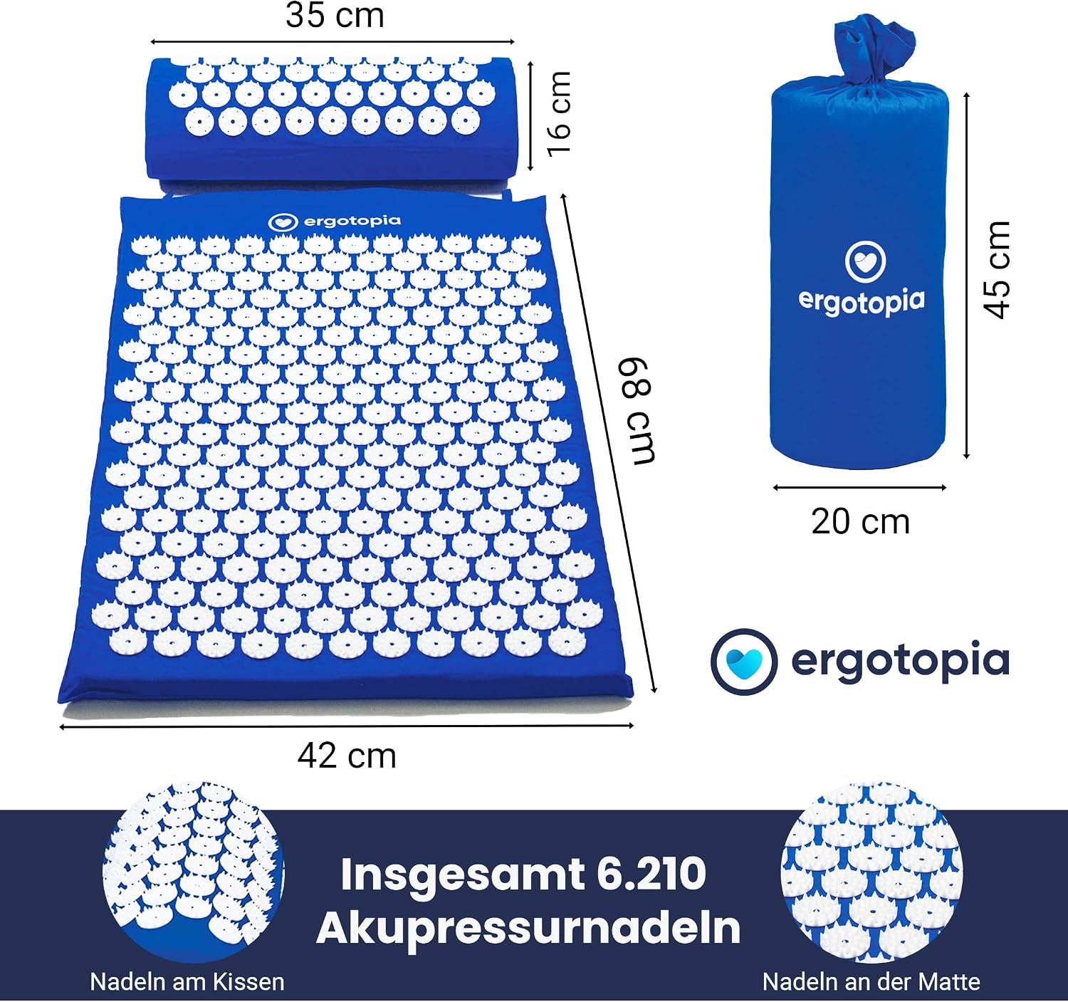 Thumbnail 4 de Ergotopia Akupressurmatte mit Kissen fĂŒr Entspannung đ§