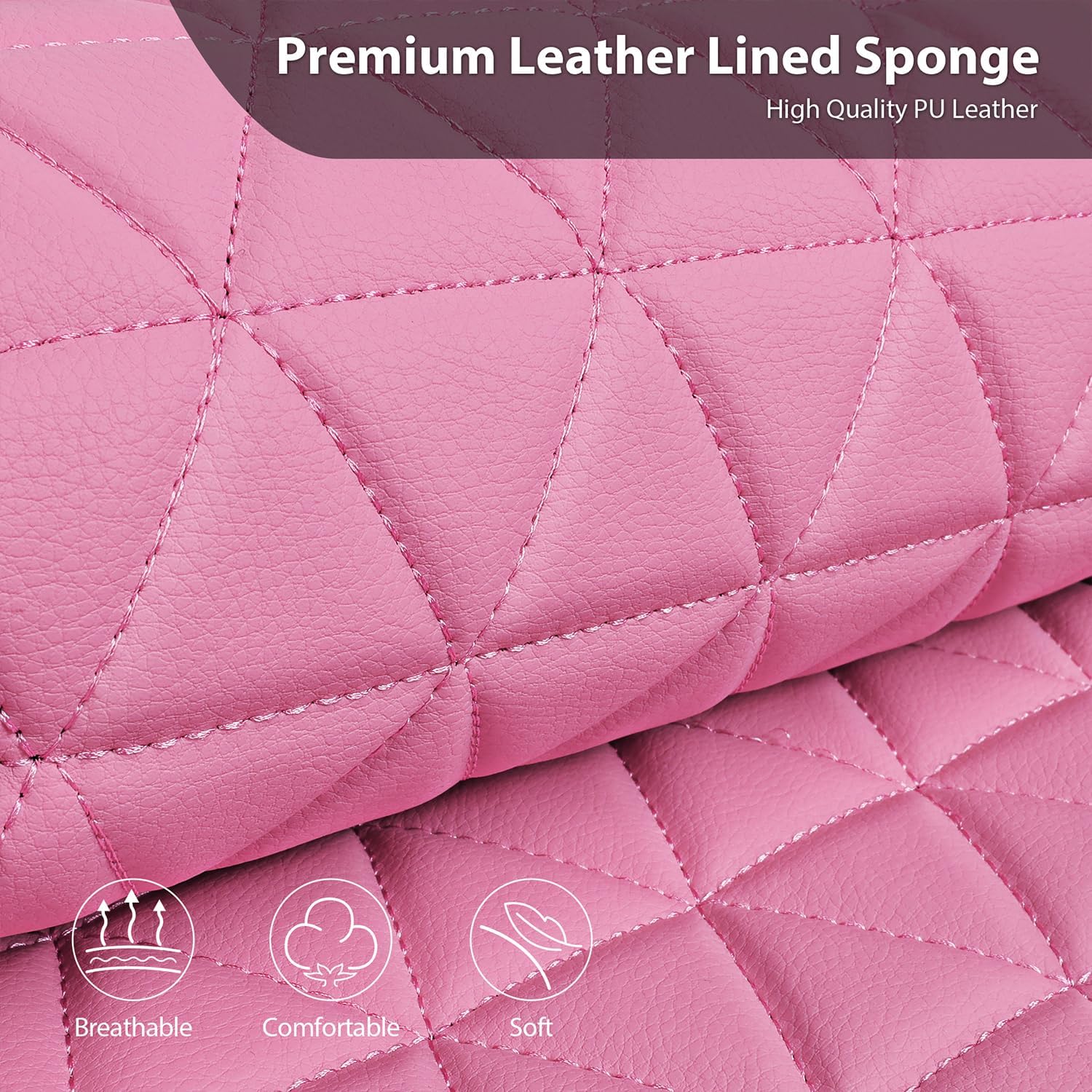Detalle de CAR PASS Bling Diamond Pink Leather Car Seat Covers Full Set