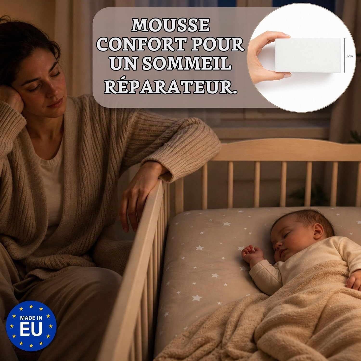 Detalle 2 de Totsy Baby babymatras 60 x 120 cm van schuim met ademende, wasbare hoes