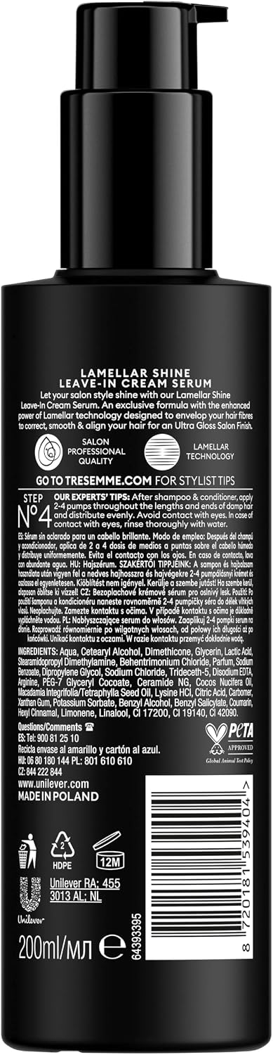 Detalle de TRESemmé Sérum Lamellar Shine 200ml para cabello opaco