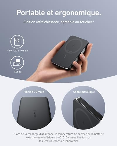 Detalle de Anker MagGo Batterie Externe MagSafe Qi2 15W 10000 mAh – Puissance compacte pour iPhone 17 Pro