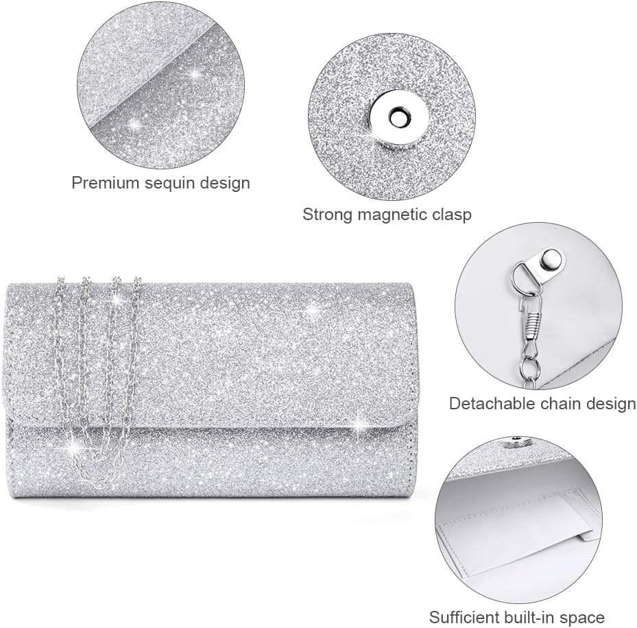 Thumbnail 6 de OSDUE Glitter Envelope Clutch Bag with Detachable Chain Strap — 3-in-1 Evening Bag