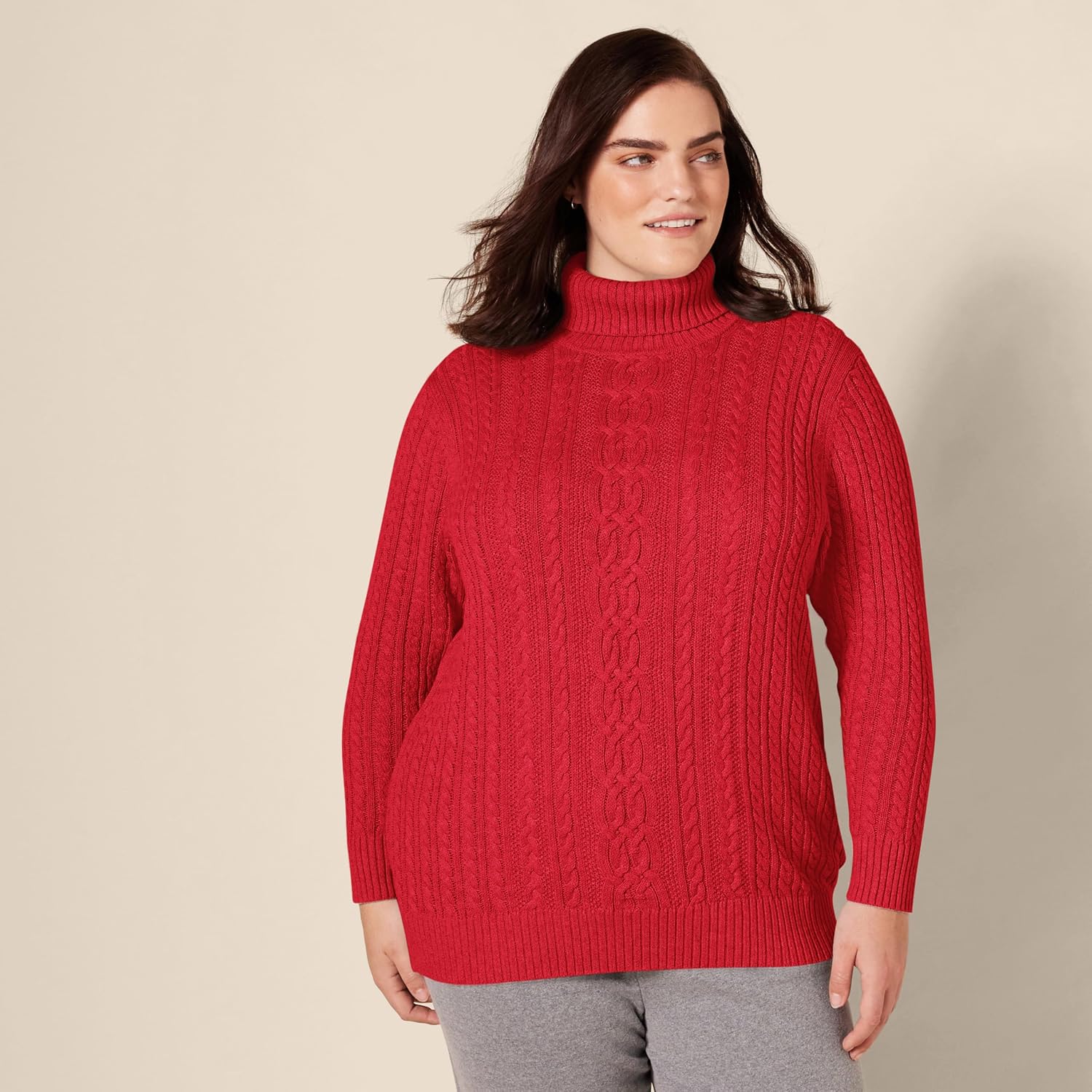 Thumbnail 2 de Amazon Essentials Women's Cable Knit Turtle Neck Jumper (Plus Size)