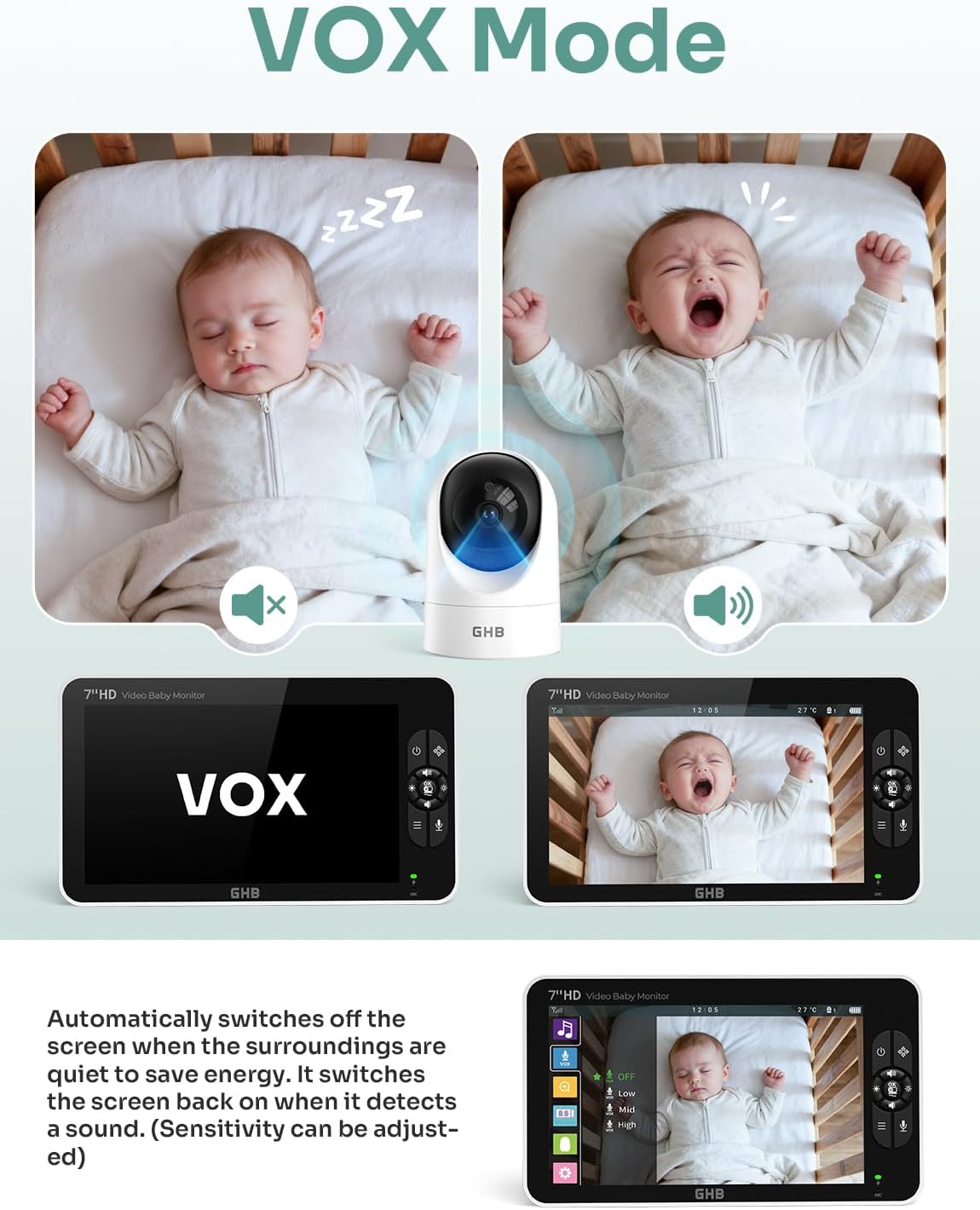 Detalle 2 de GHB 7 inch Baby Monitor with Camera