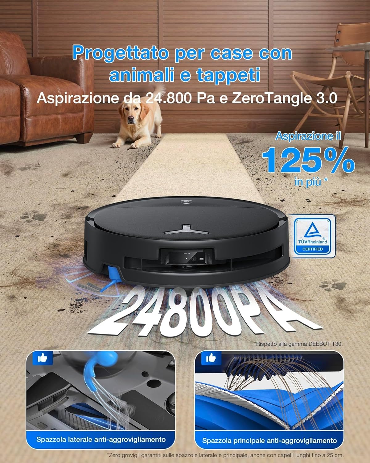 Thumbnail 1 de ECOVACS DEEBOT T80S OMNI: robot aspirapolvere lavapavimenti con carica Ultra e tecnologia ZeroTangle