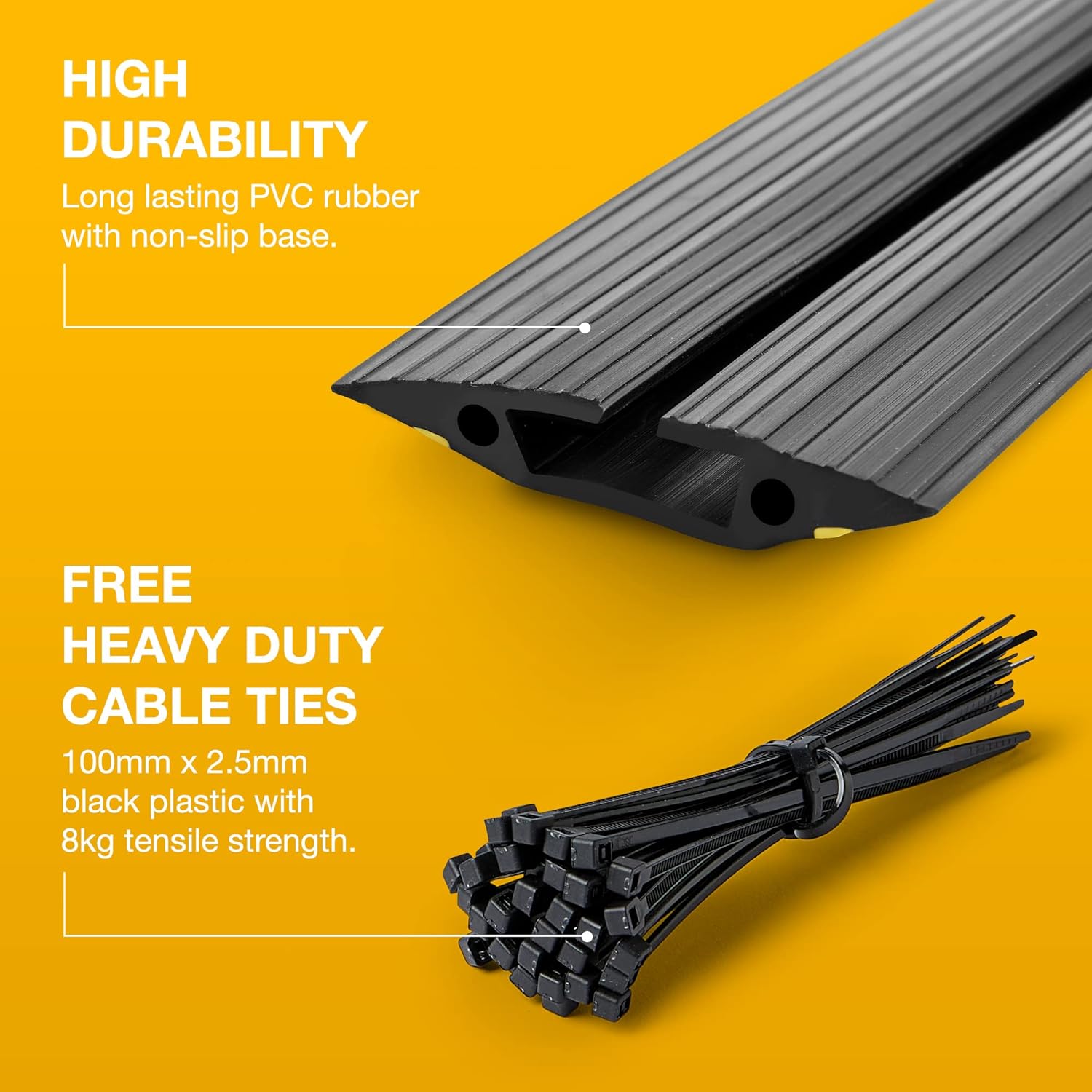 Detalle de Deeba UK Floor Cable Cover Protector (10M) with Pack of Cable Ties – Heavy Duty, Anti-Slip, Ideal for Busy Environments