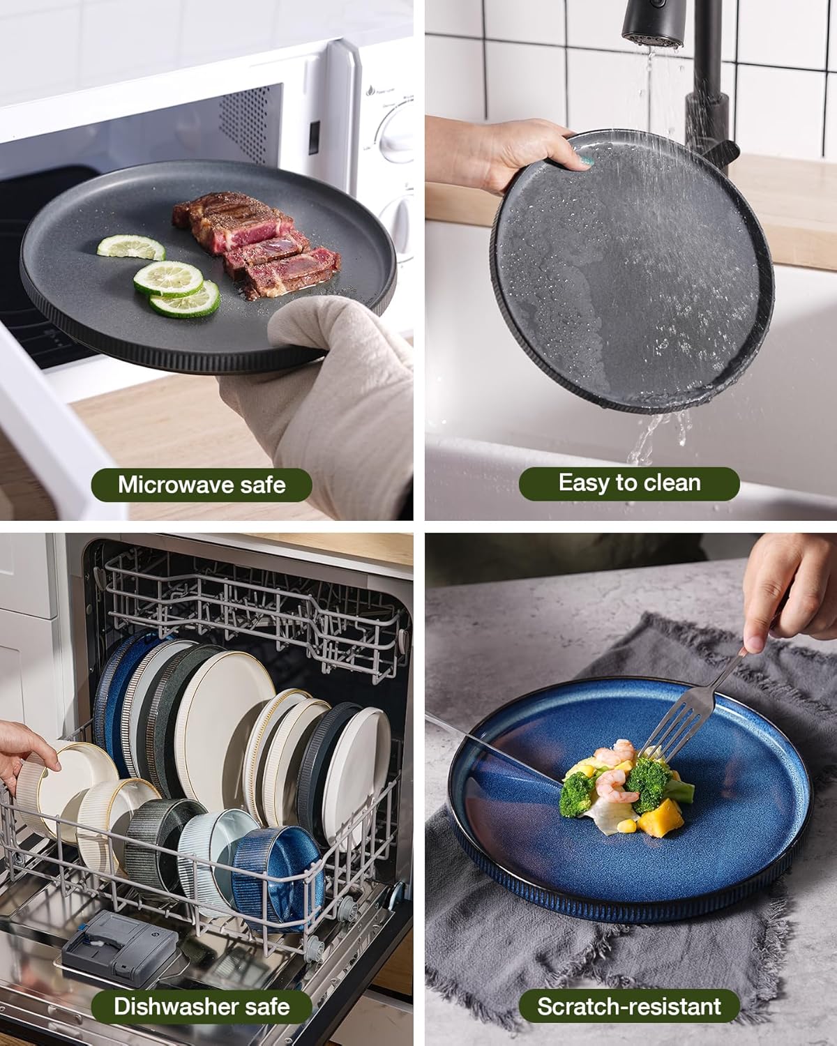 Thumbnail 6 de Famiware Star Dinnerware Set with Pasta Bowls (24 Pieces) — Ribbed Stoneware, Service for 6