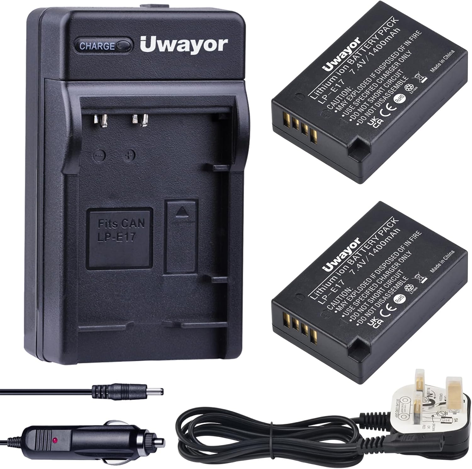 Detalle de Uwayor 2-Pack LP-E17 Battery Charger Replacement Battery for Canon EOS DSLRs