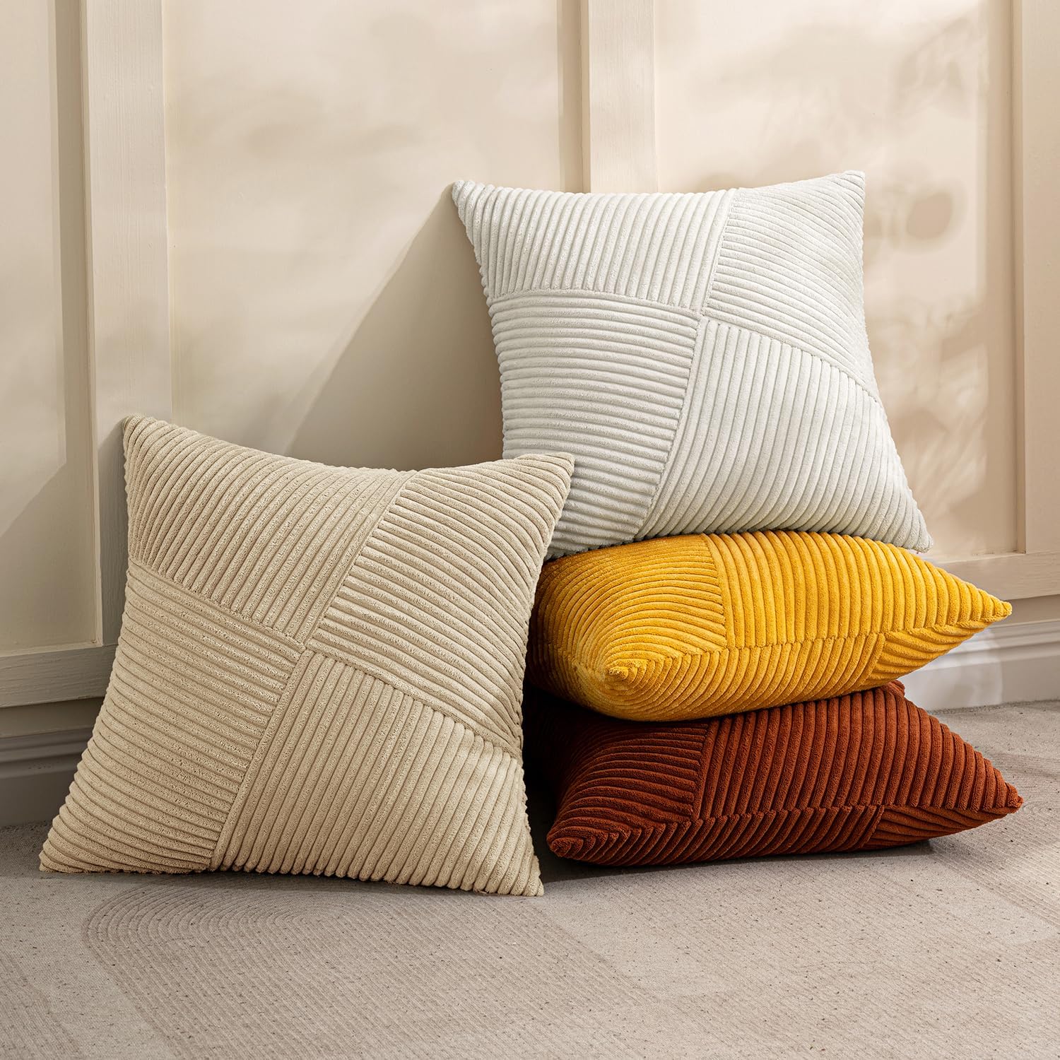 Detalle 2 de MIULEE Fundas de Almohada Decorativas de Pana Beige