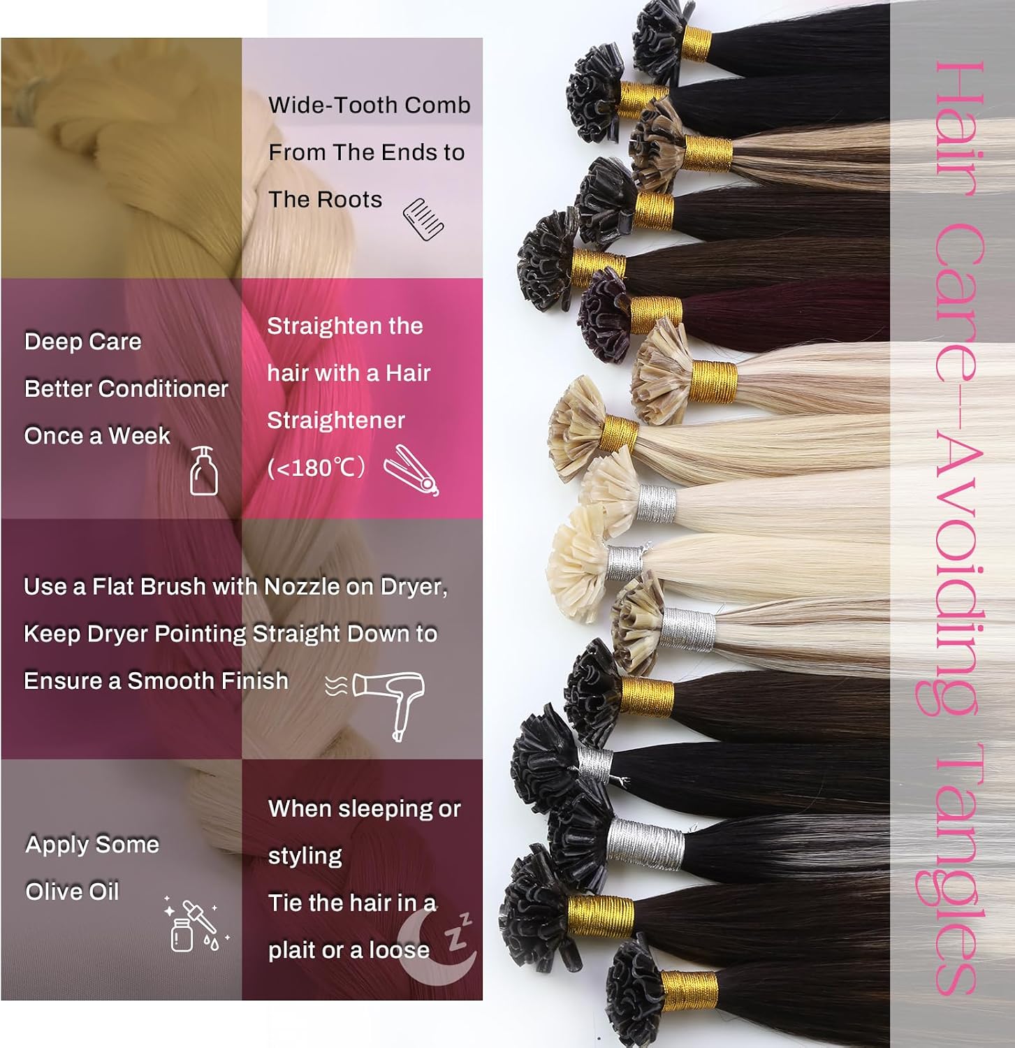 Detalle 2 de Moresoo Extension Cheratina Capelli Veri 40 cm #60 50 g – 50 Ciocche Remy, Capelli Lisci e Lucenti per Acconciature Gala