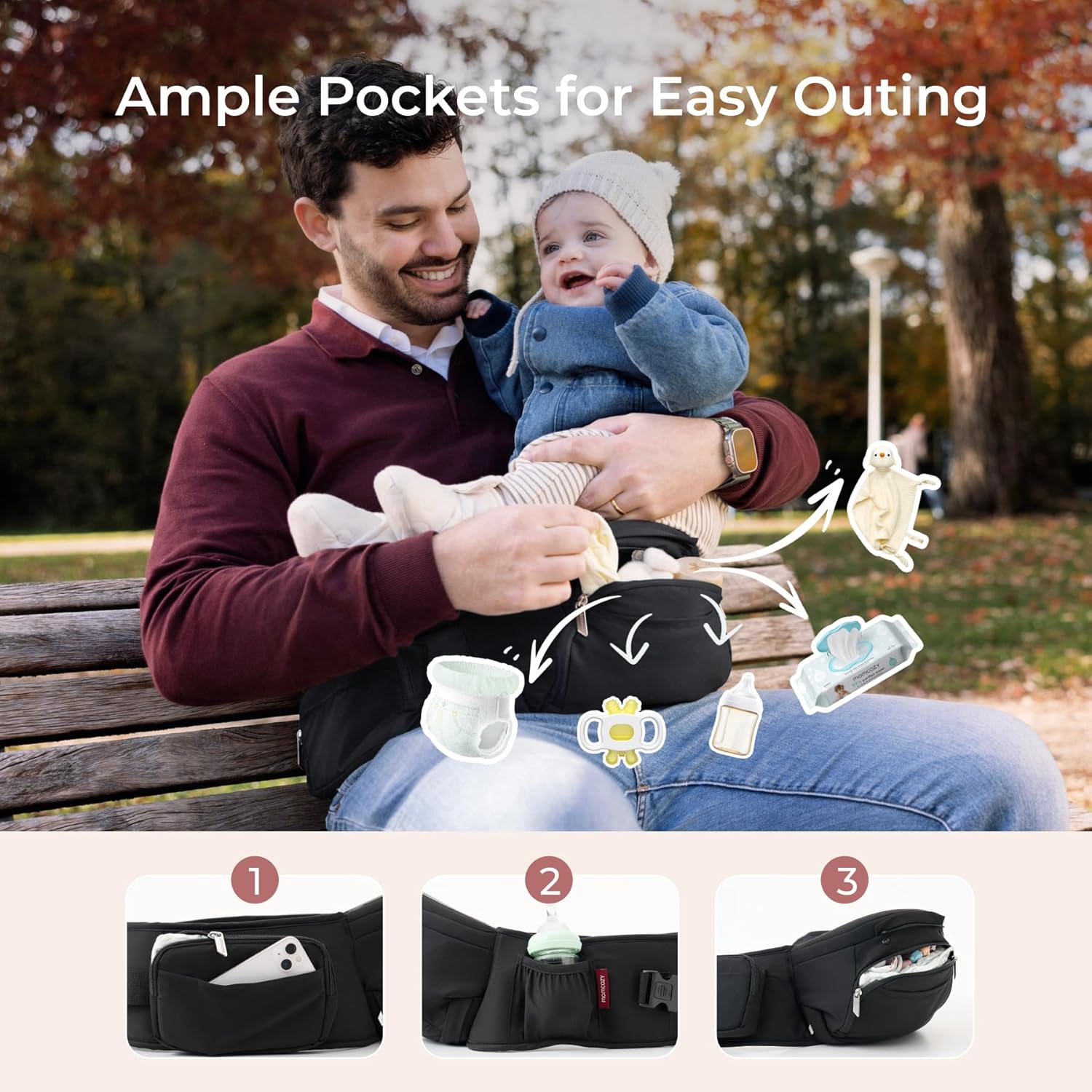Thumbnail 6 de Momcozy Baby Carrier with Hip Seat | 2-in-1 Forward-Facing Carrier for Active Babies