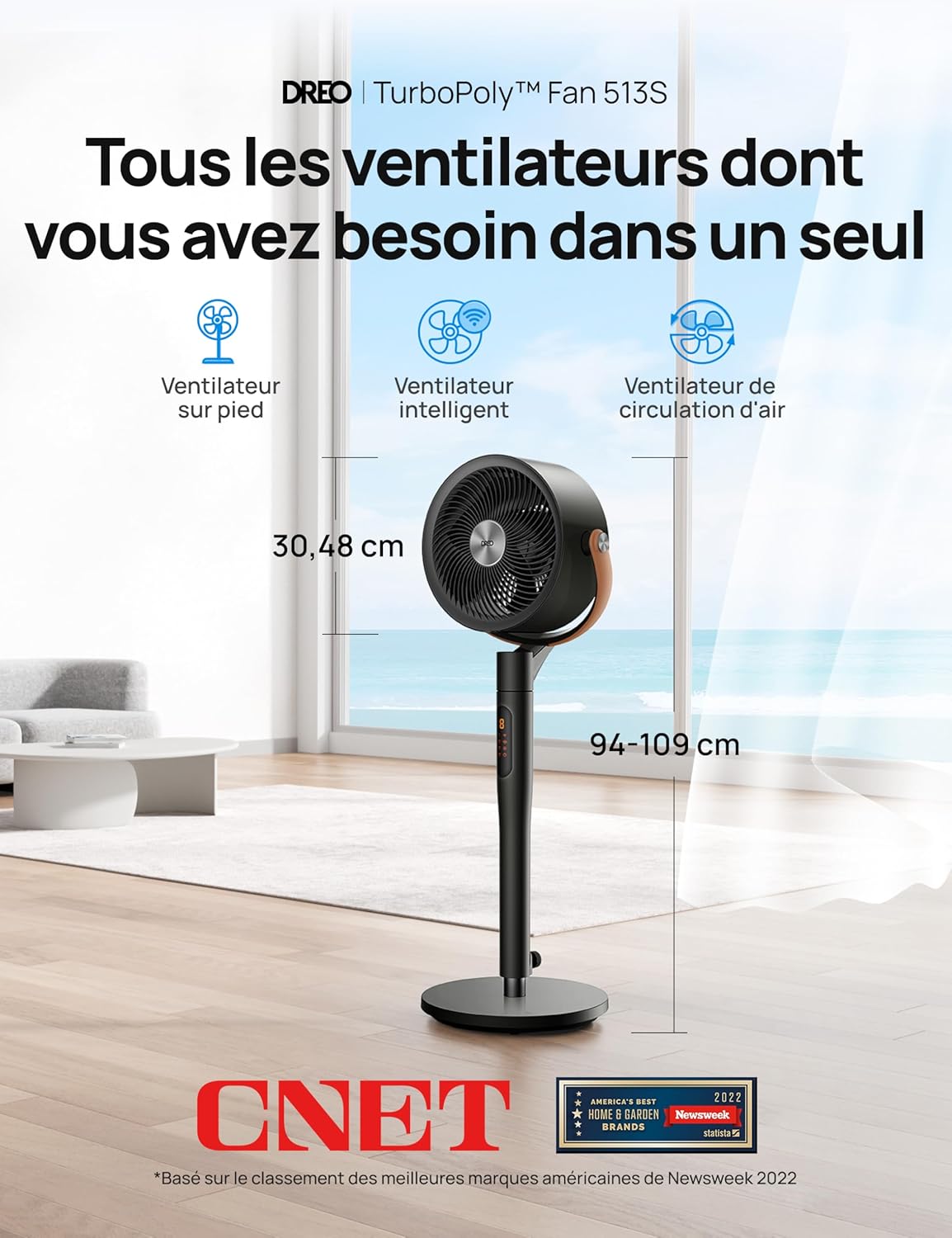 Thumbnail 1 de Dreo Smart Ventilateur sur Pied silencieux, télécommande etAlexa – Noir