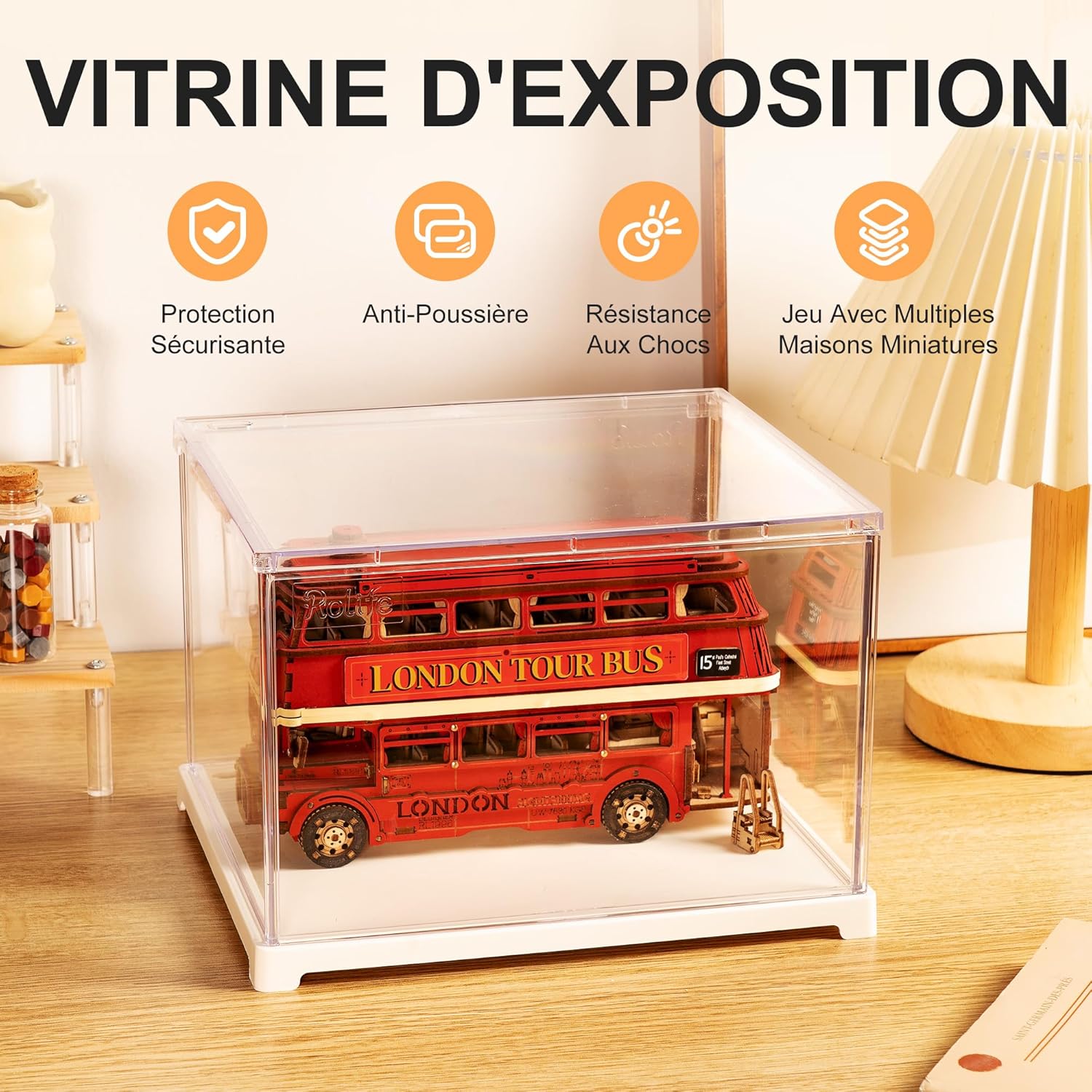 Detalle de Rolife Vitrine en Acrylique DF04L – Vitrine anti-poussière avec porte et port de câble