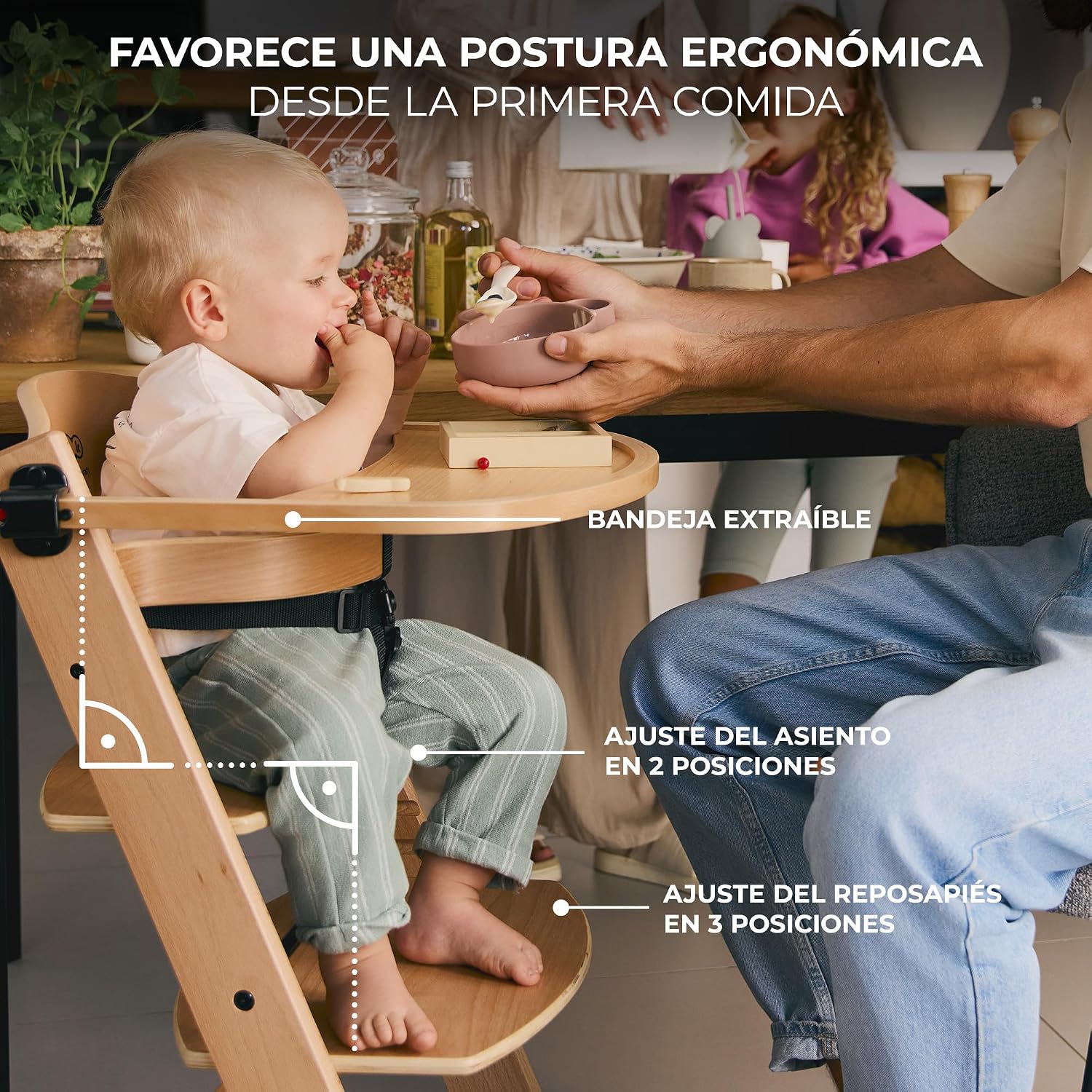 Thumbnail 4 de Kinderkraft ENOCK: Trona infantil de madera y hamaca portátil