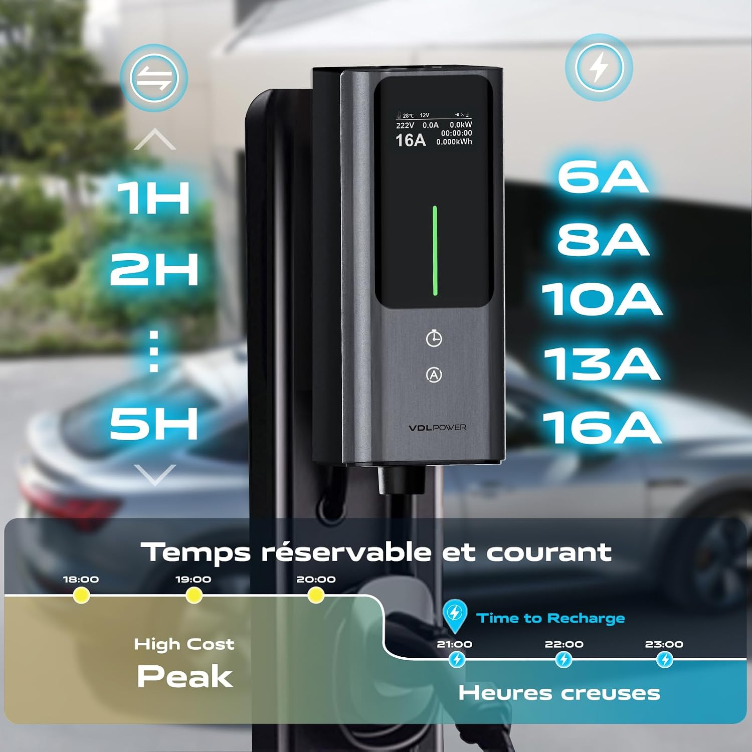 Thumbnail 1 de VDLPOWEREU Chargeur Voiture Électrique 3,6 kW – câble Type 2 5 m, IP65, IK10