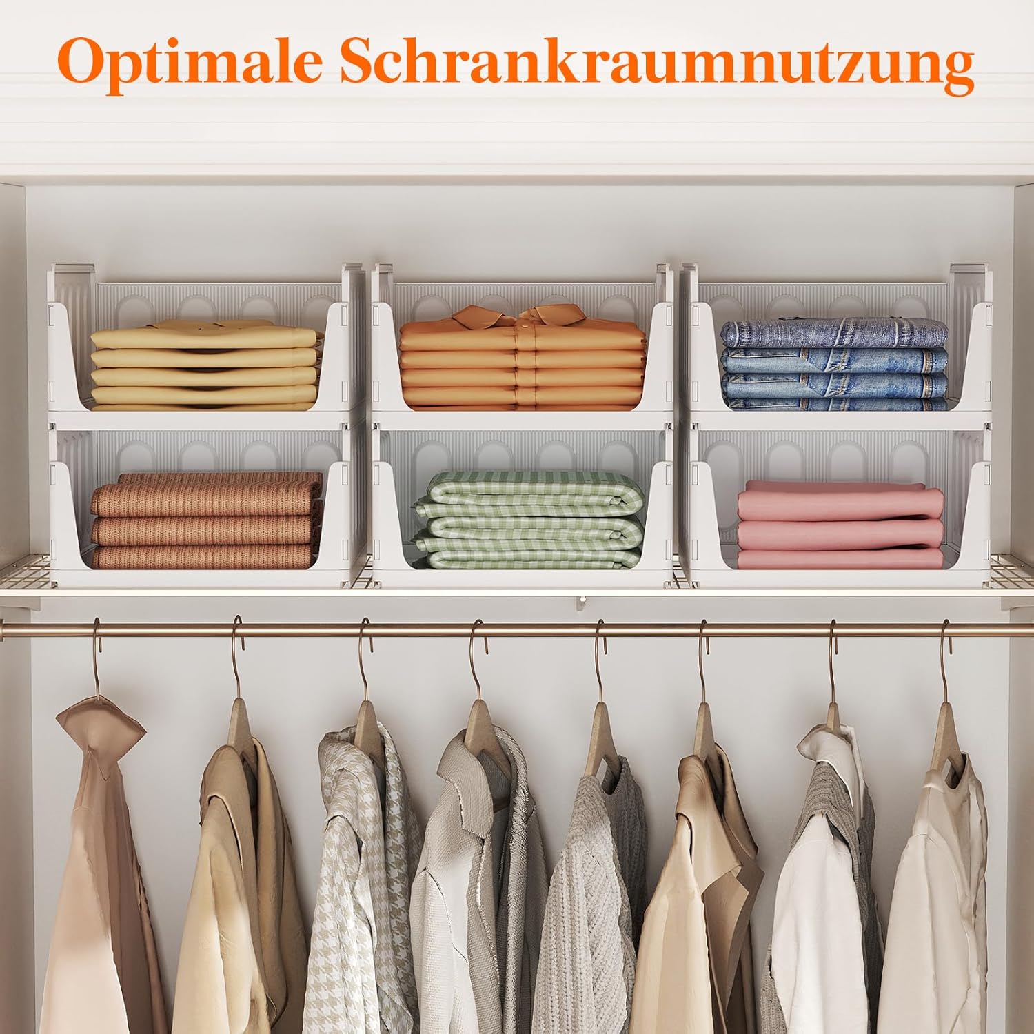 Thumbnail 6 de Lifewit 8er-Set stapelbarer Kleiderschrank-Organizer (ausziehbar) – 32 cm