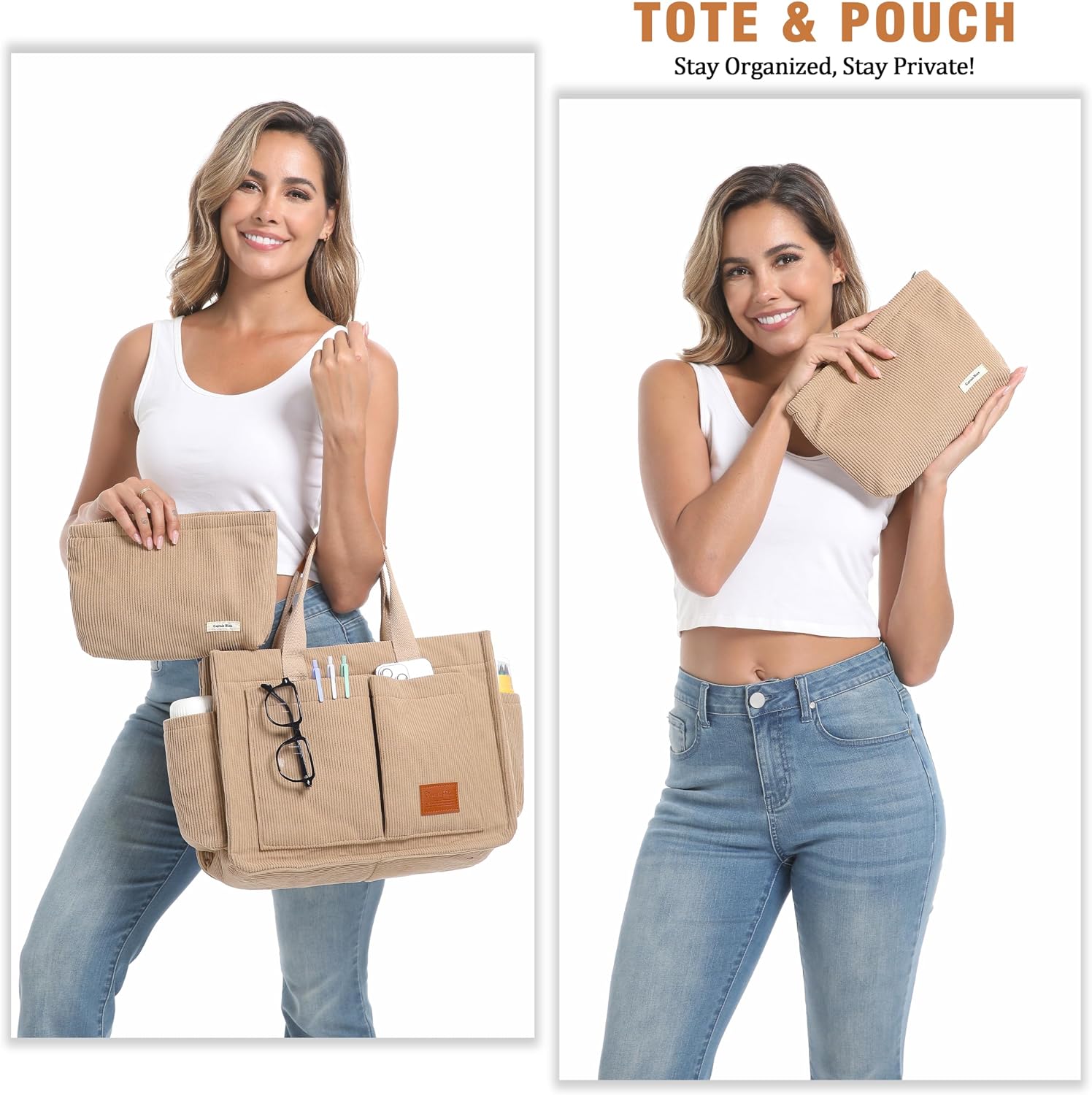 Detalle de Captain Blues corduroy zip tote bag 15.6 inch
