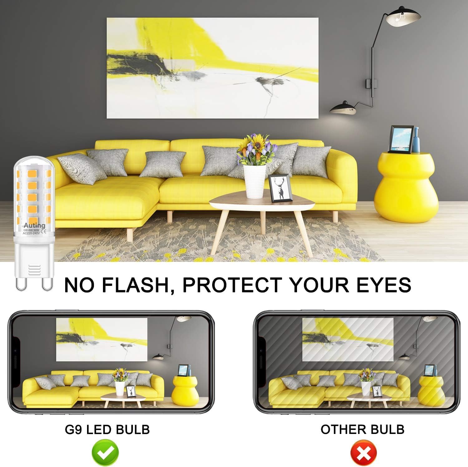 Detalle 2 de Auting G9 LED-lampa, dimbar 4 W, 2700 K och 400 lm