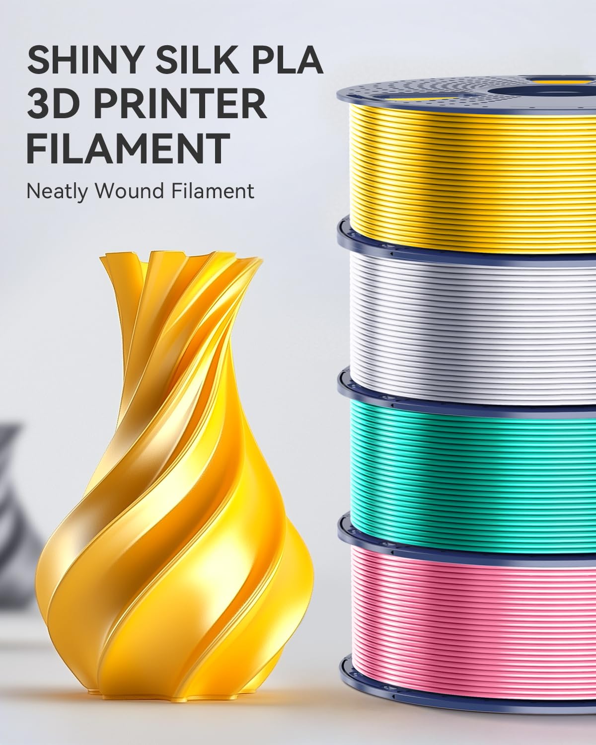 Thumbnail 5 de SUNLU Silk PLA+ Filament 1.75mm – Light Gold, 1kg spool