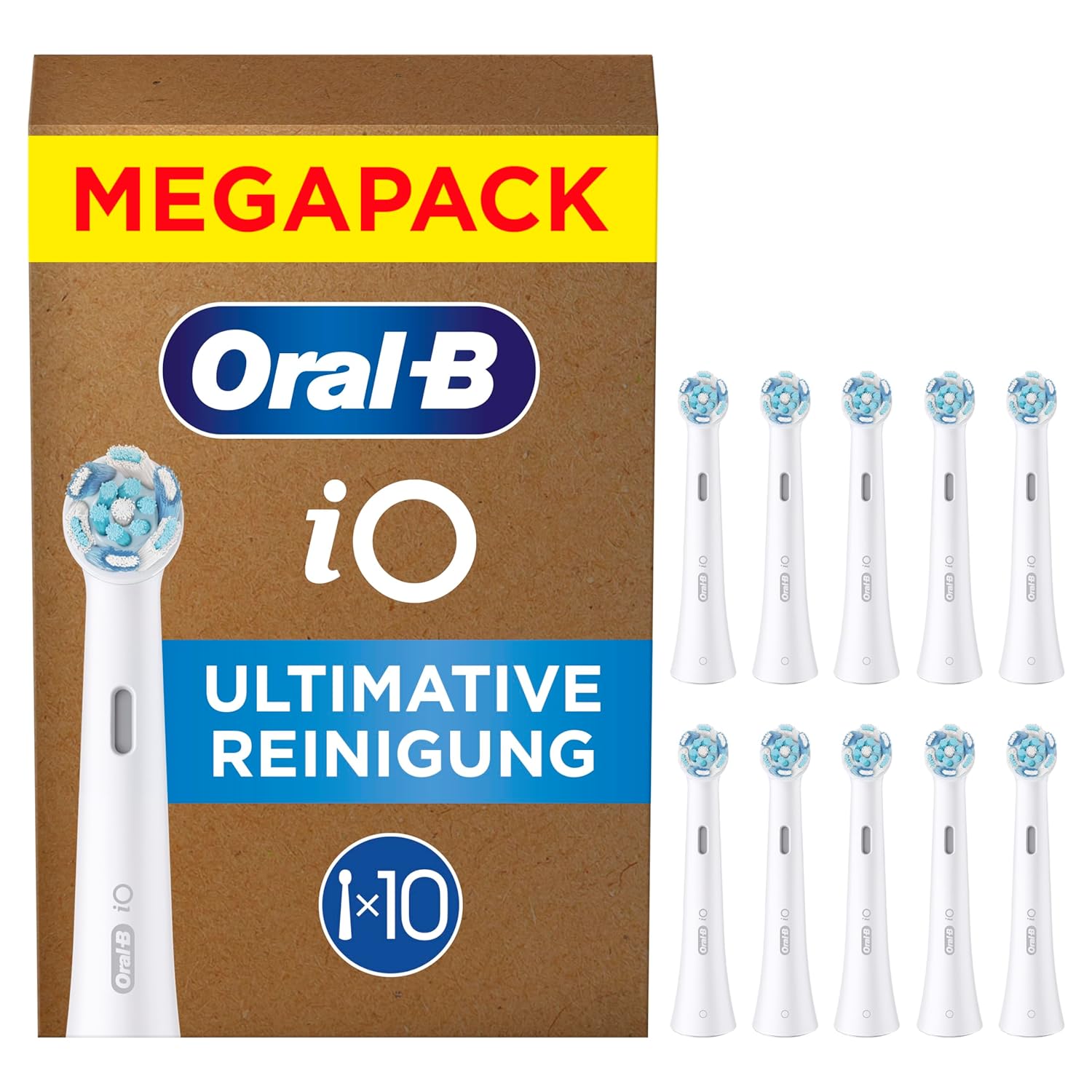 Detalle de Oral-B iO Ultimative Reinigung Aufsteckbürsten – ORIGINAL Zahnbürstenaufsatz, Weiß, 10er Pack