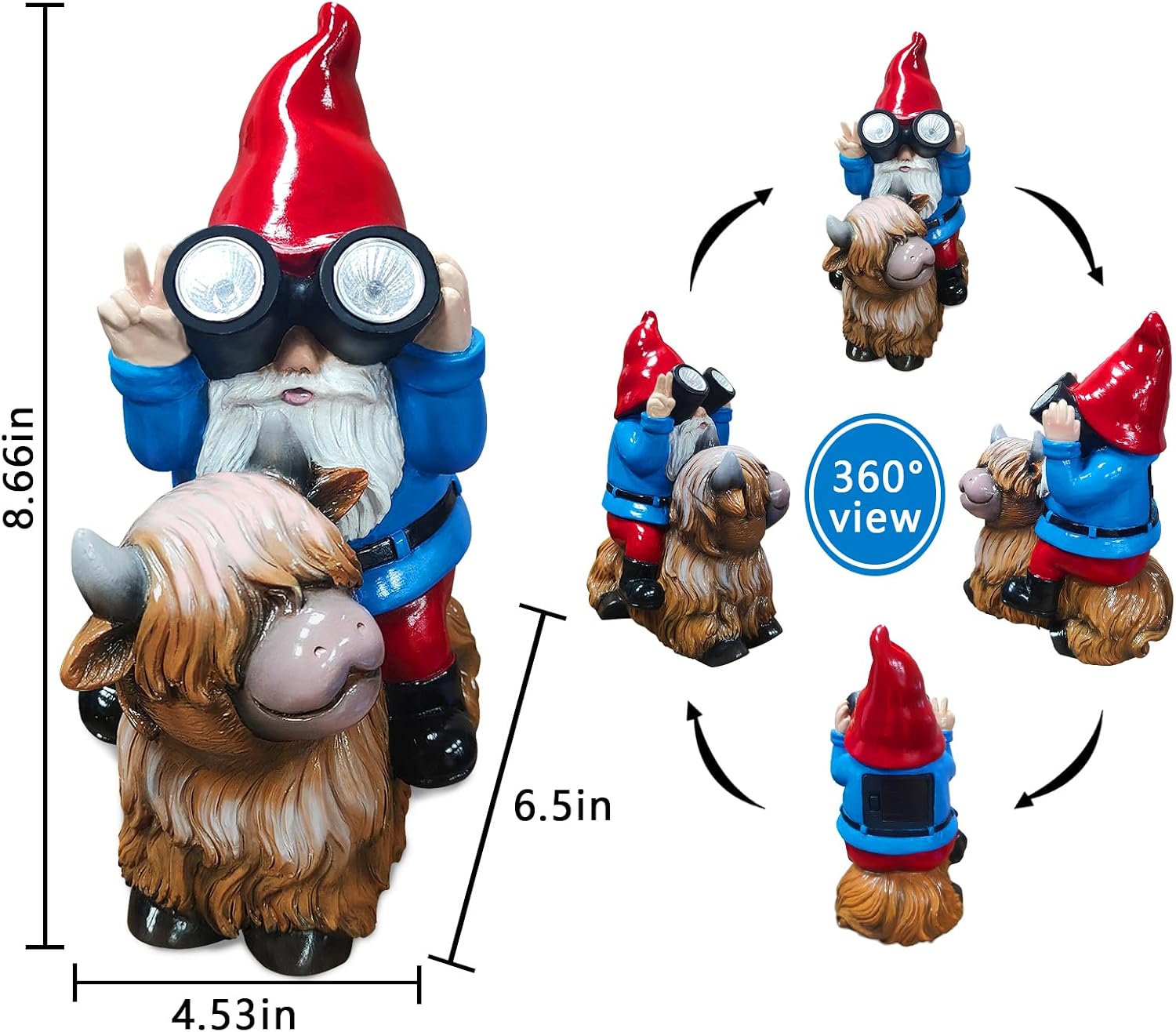 Detalle 2 de Solar Cow Gnomes Statue 6.5 inch
