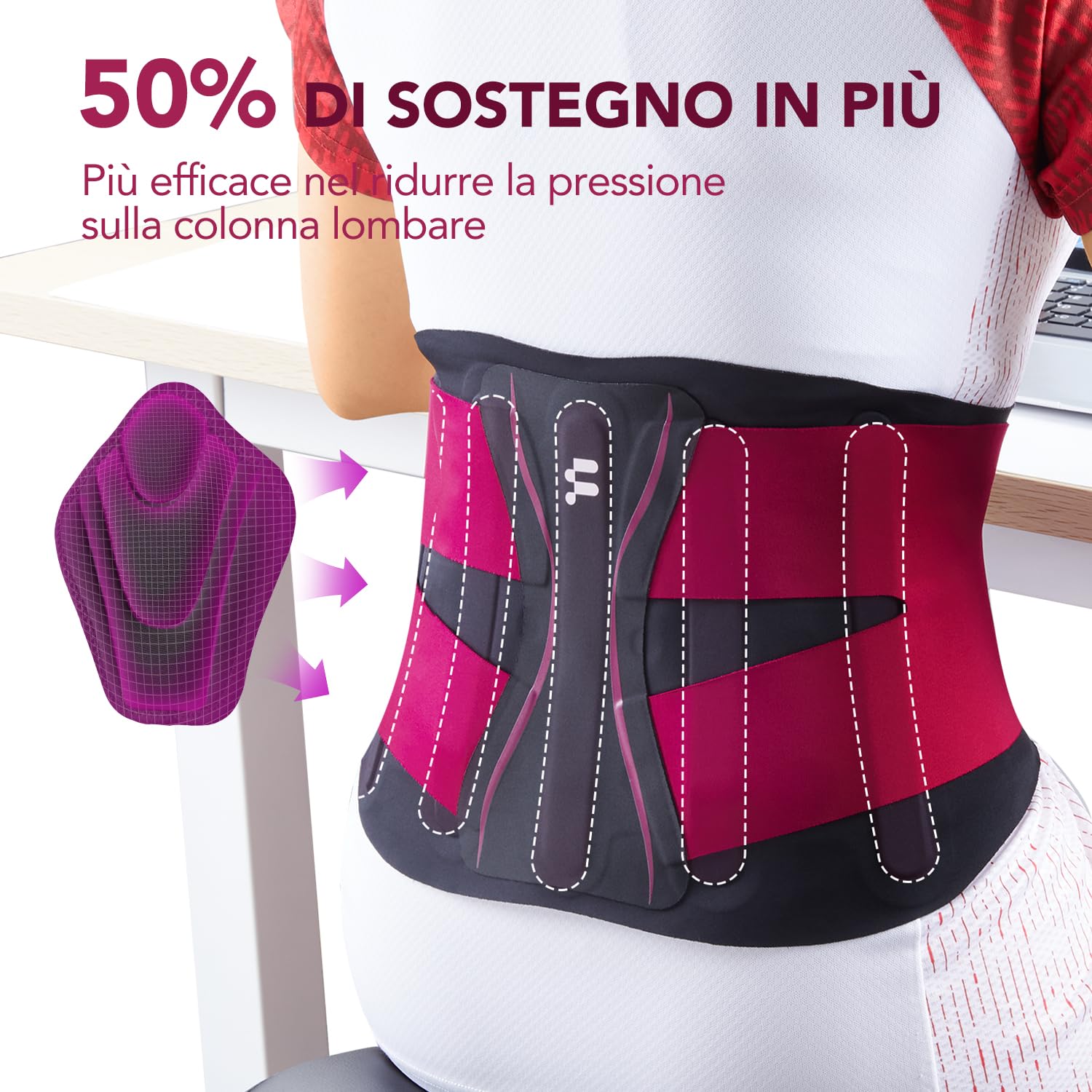 Detalle de Fitomo Fascia Lombare Supporto Schiena 3D
