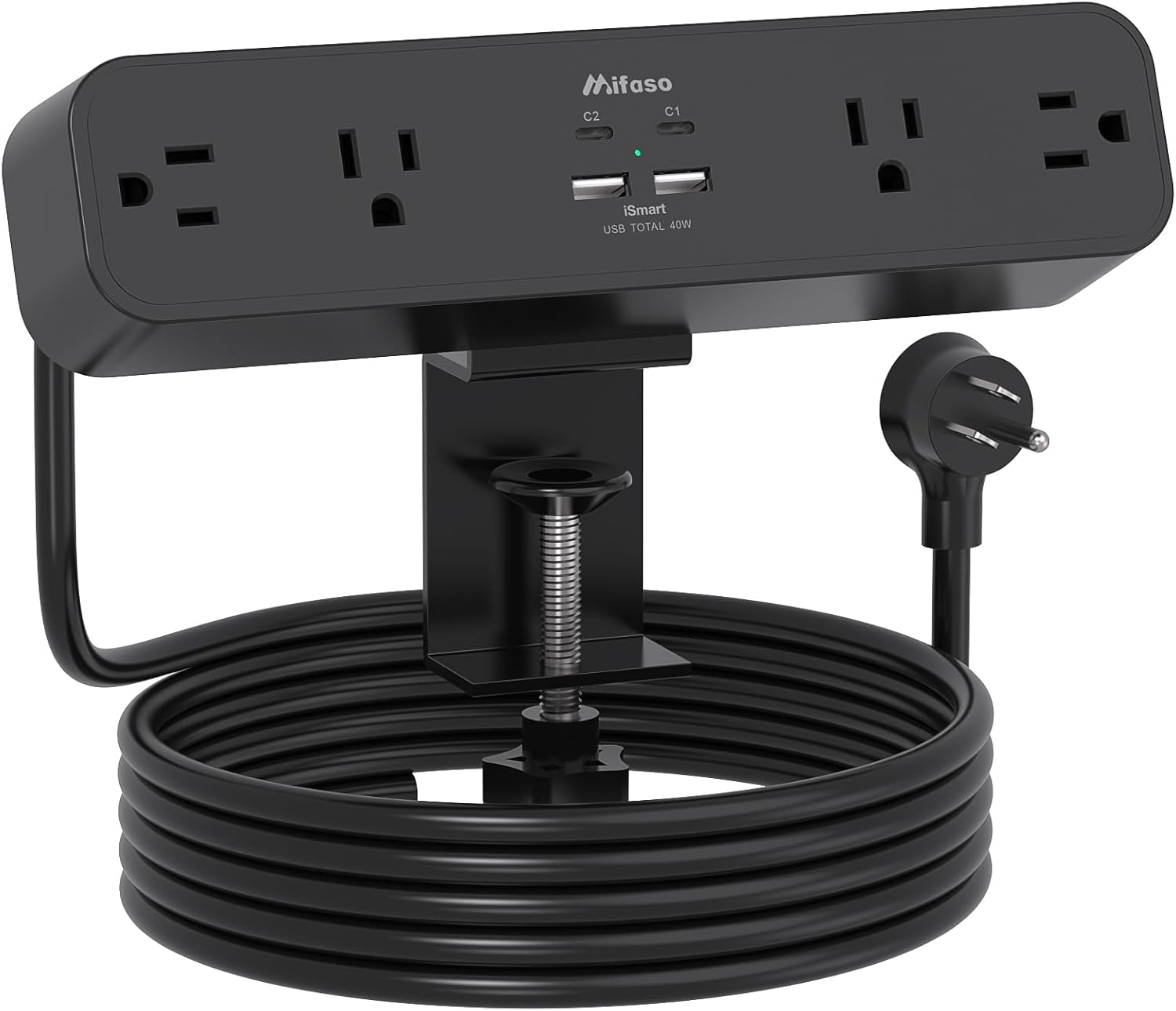 Detalle de Mifaso Desk Clamp Power Strip with 10-Foot Cord