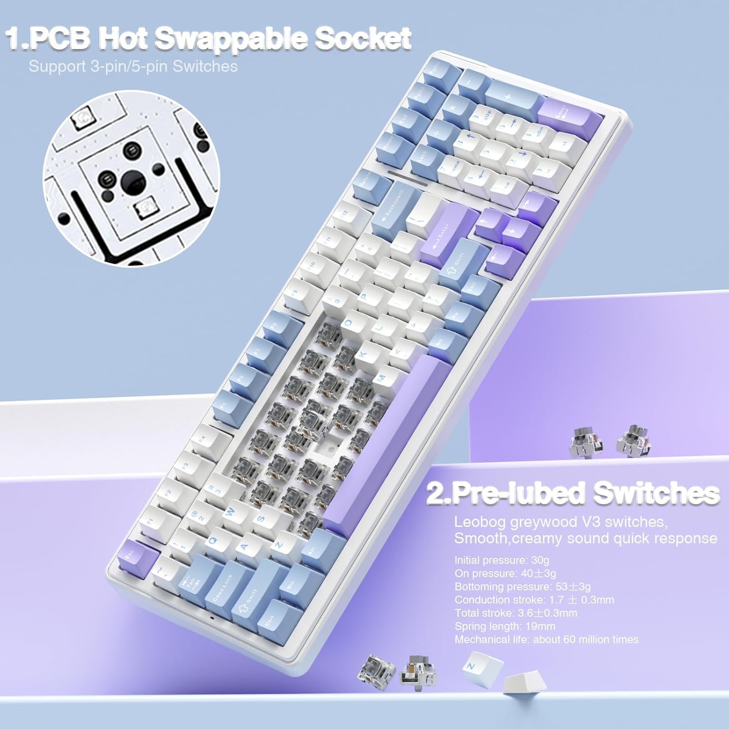 Thumbnail 4 de AULA F99 mechanical gaming keyboard 8000mAh