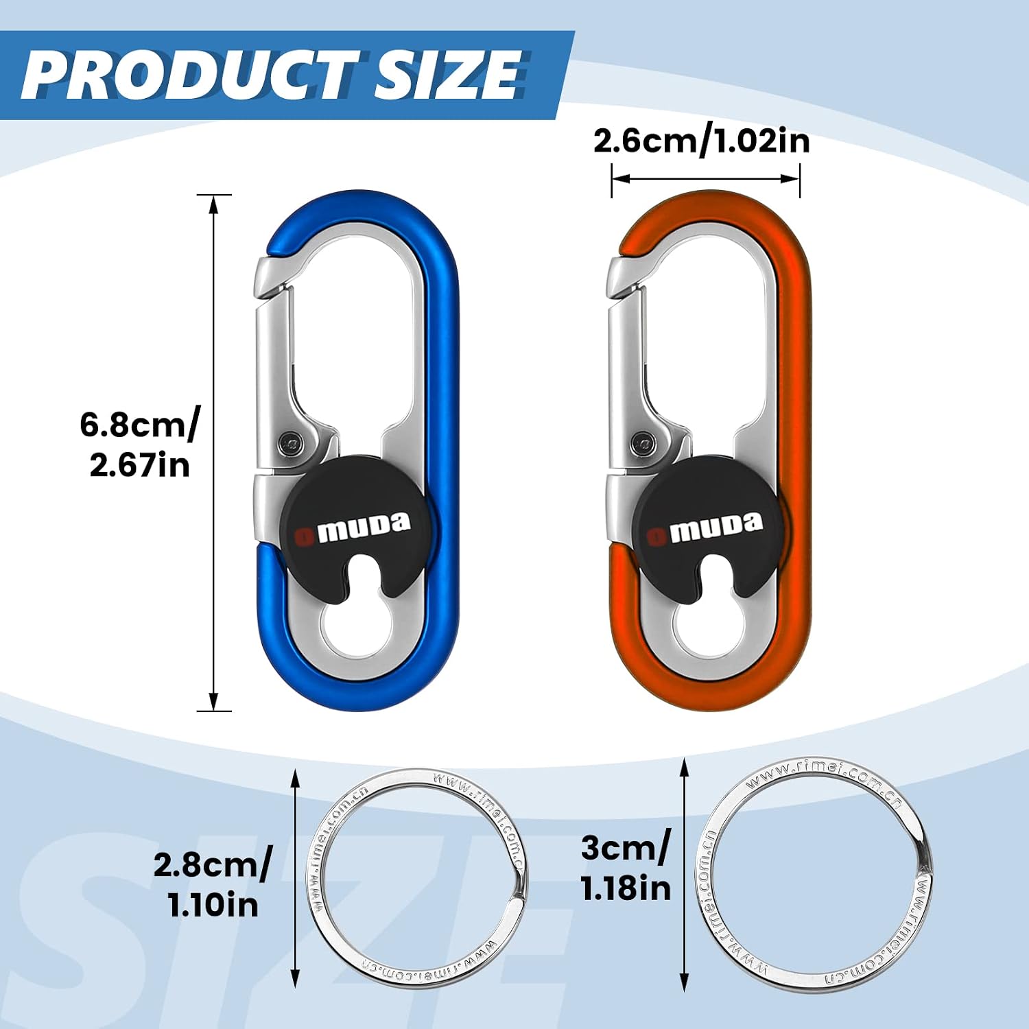 Detalle 2 de Thlevel Schlüsselanhänger Karabiner – Rostfreier Stahl, 2er-Set