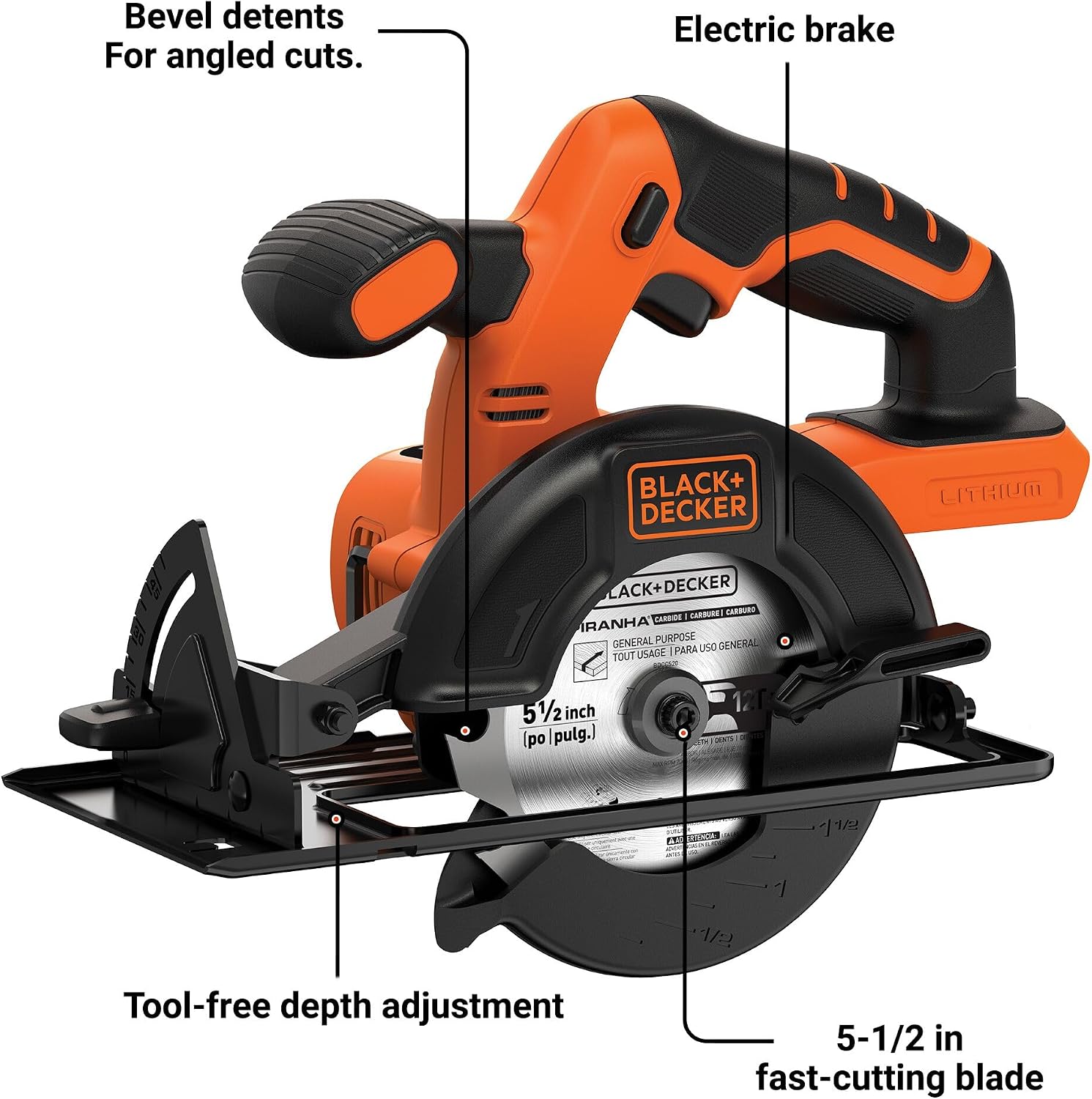 Detalle de BLACK+DECKER BDCCS20B 20V MAX* POWERCONNECT Cordless Circular Saw, 5-1/2 in.