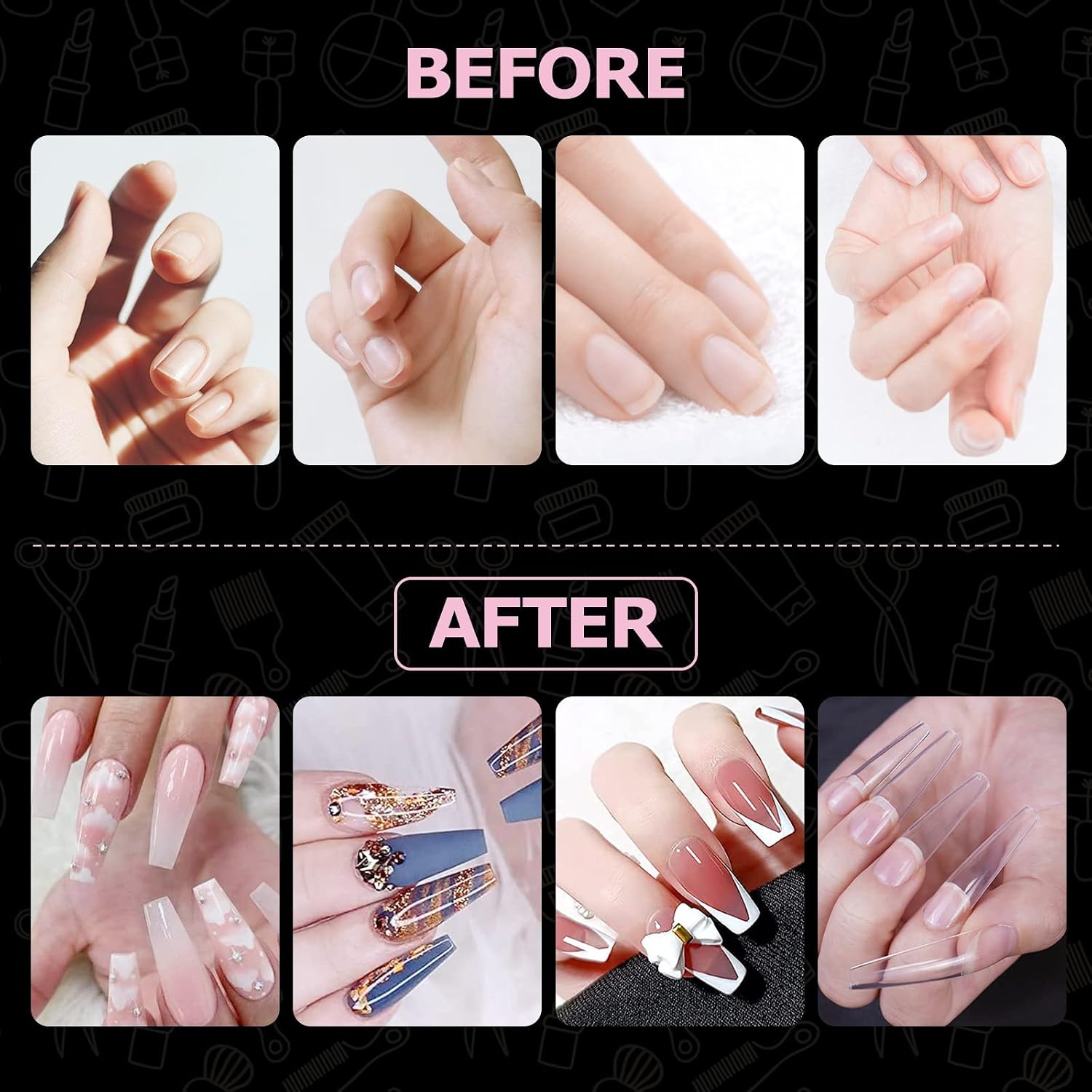 Detalle de Carehabi Nageltips (500 Stück) mit Aufbewahrungskoffer – 10 Größen für Acryl-Falschnägel & Nail-Art