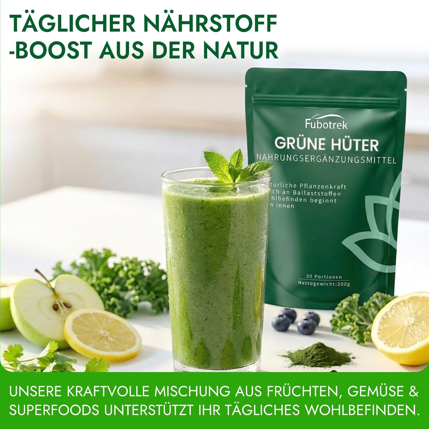 Thumbnail 6 de Grüner Helper „Grüne Entgiftungspulver“ (200 g) – Superfood-Pulver mit Matcha, Gerstengras, Spirulina & Heidelbeeren, vegan