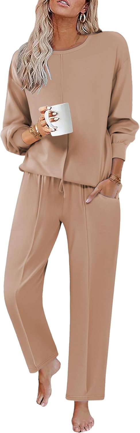 Detalle de Ensemble Pyjama Femme Ekoauer à Manches Longues et Pantalon avec Poches — Confort et Style