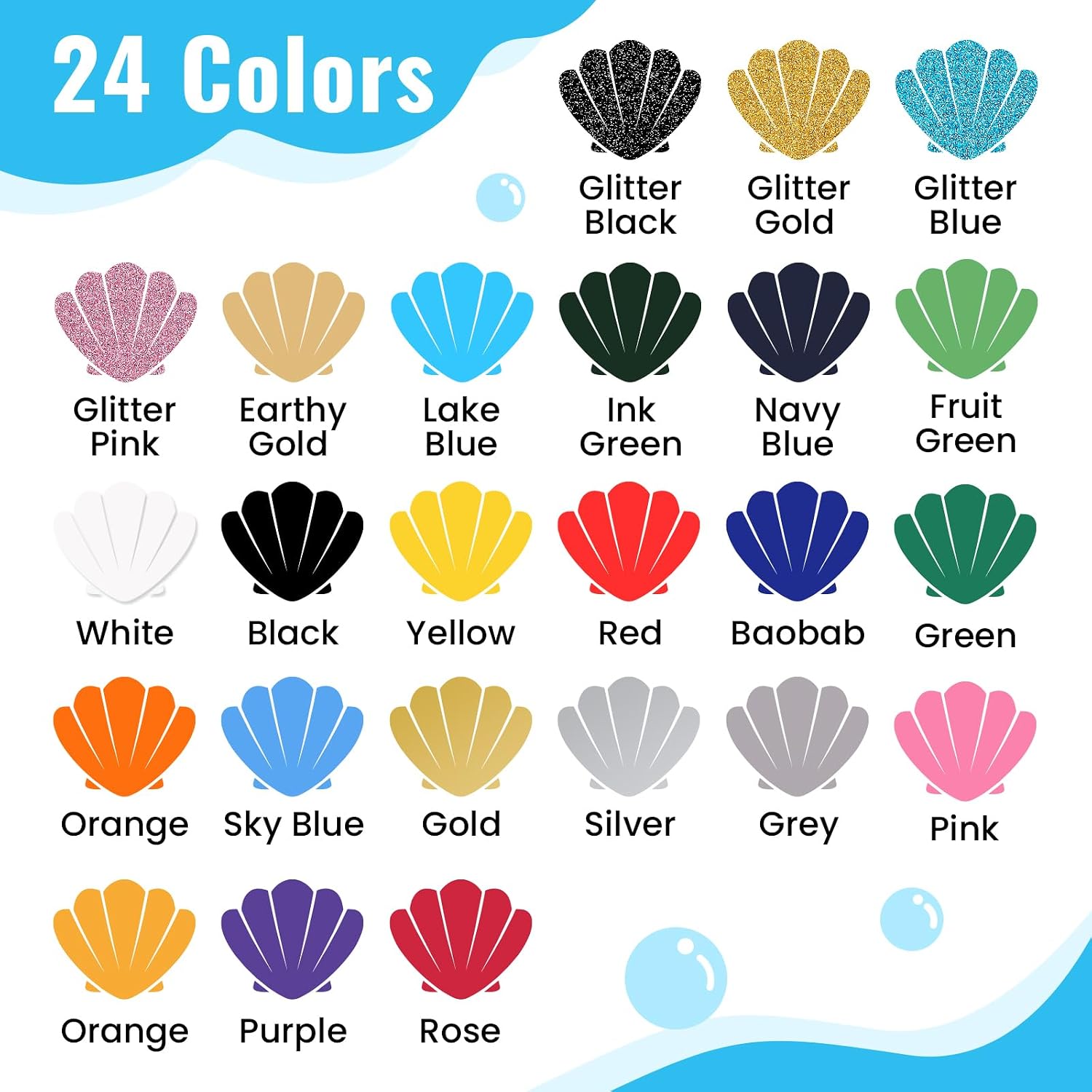 Thumbnail 1 de IModeur 50 Pack Heat Transfer Vinyl Sheets (Including 4 Glitter Colours) 30.5 x 20 cm for Silhouette Cameo