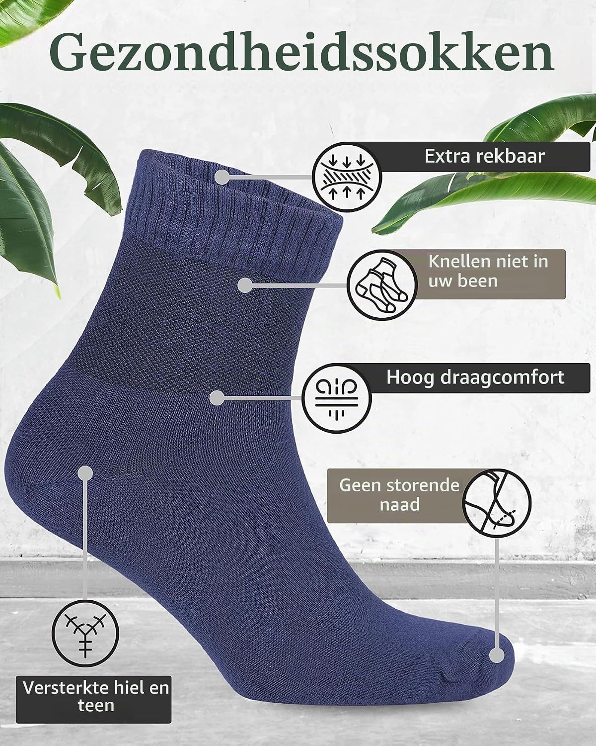 Thumbnail 2 de Fiera Besa Herren Diabetiker Ankle bamboesokken met Lycra, enkellengte, 4 paar