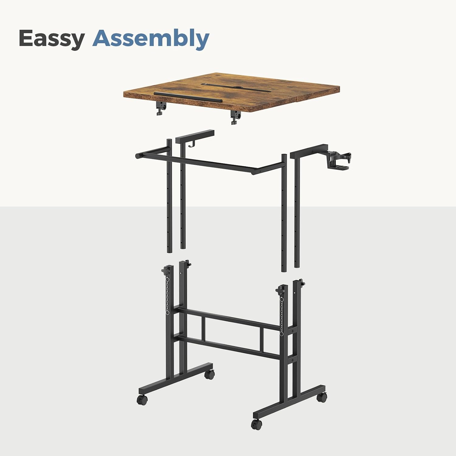 Thumbnail 6 de DUMOS Rolling Standing Desk, Dark Brown