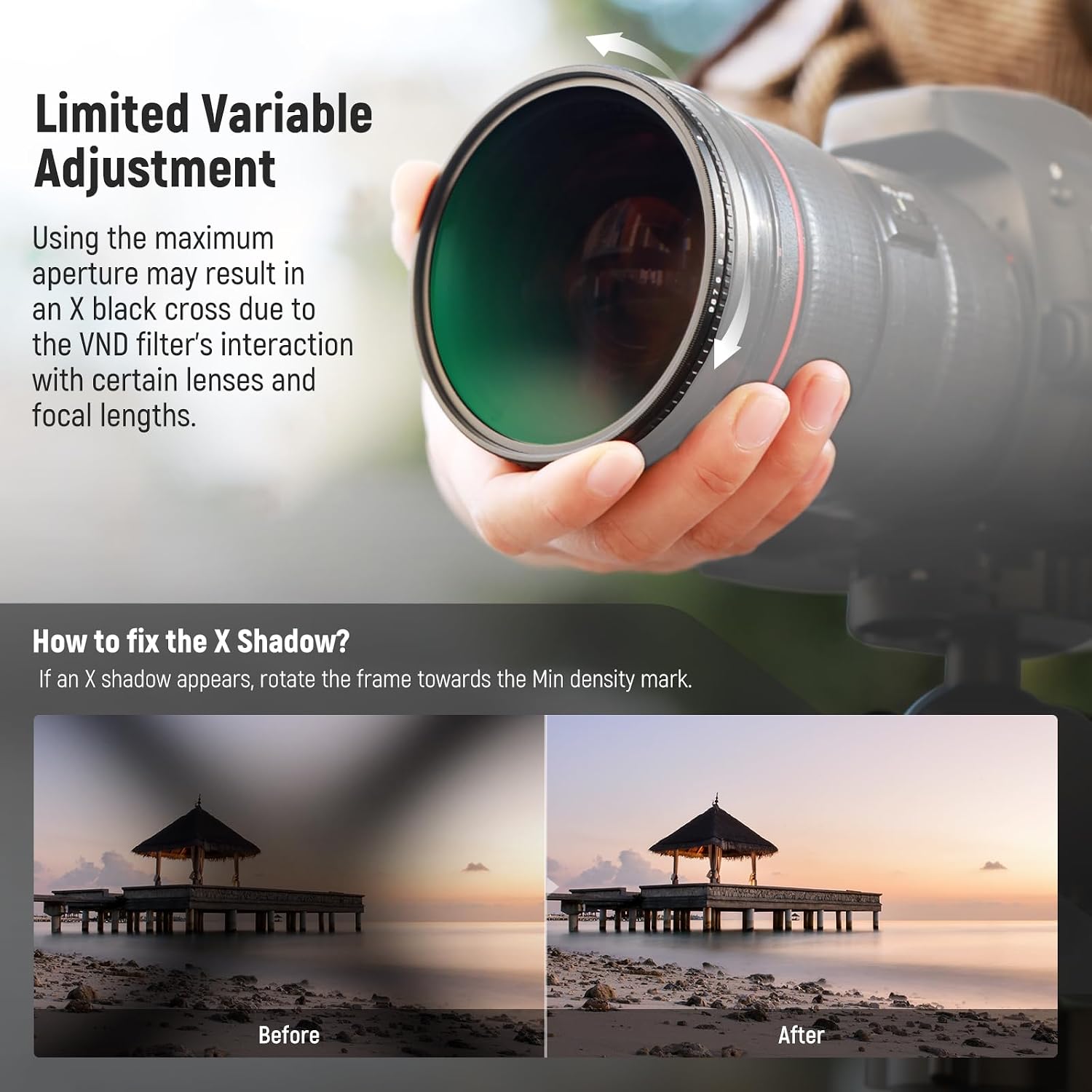 Thumbnail 5 de NEEWER 58mm True Colors ND2–ND400 variabeler ND Filter