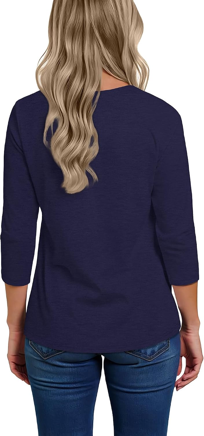Thumbnail 5 de CHICALLURE 3/4-Sleeve V-Neck Tunic Top for Women