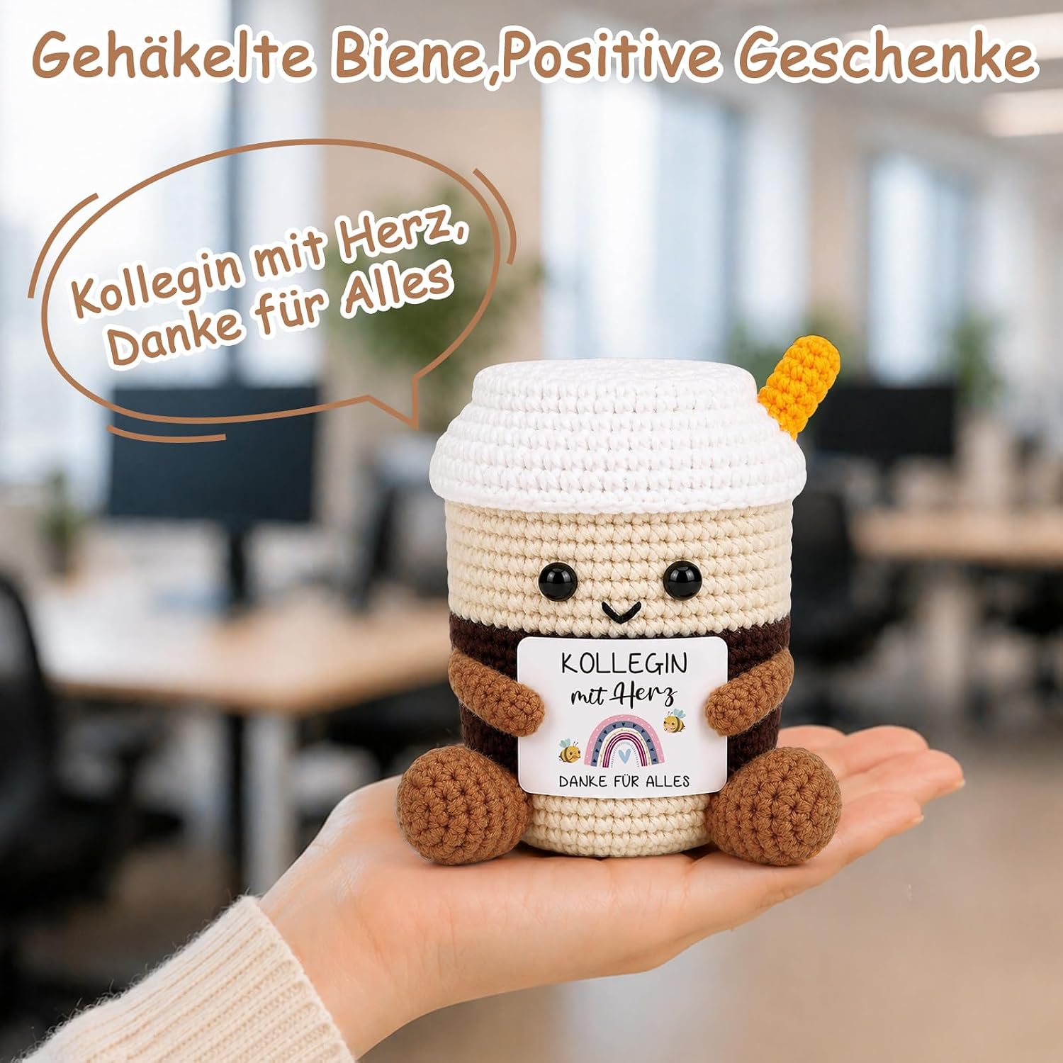 Detalle de WenmthG Pocket Hug Kaffee – Gestrickte Kaffeetassen als herzliche Geschenkidee