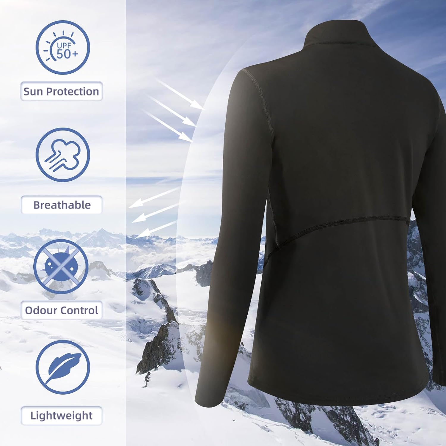 Detalle de TERODACO Women’s Half Zip Thermal Base Layer with Micro Fleece