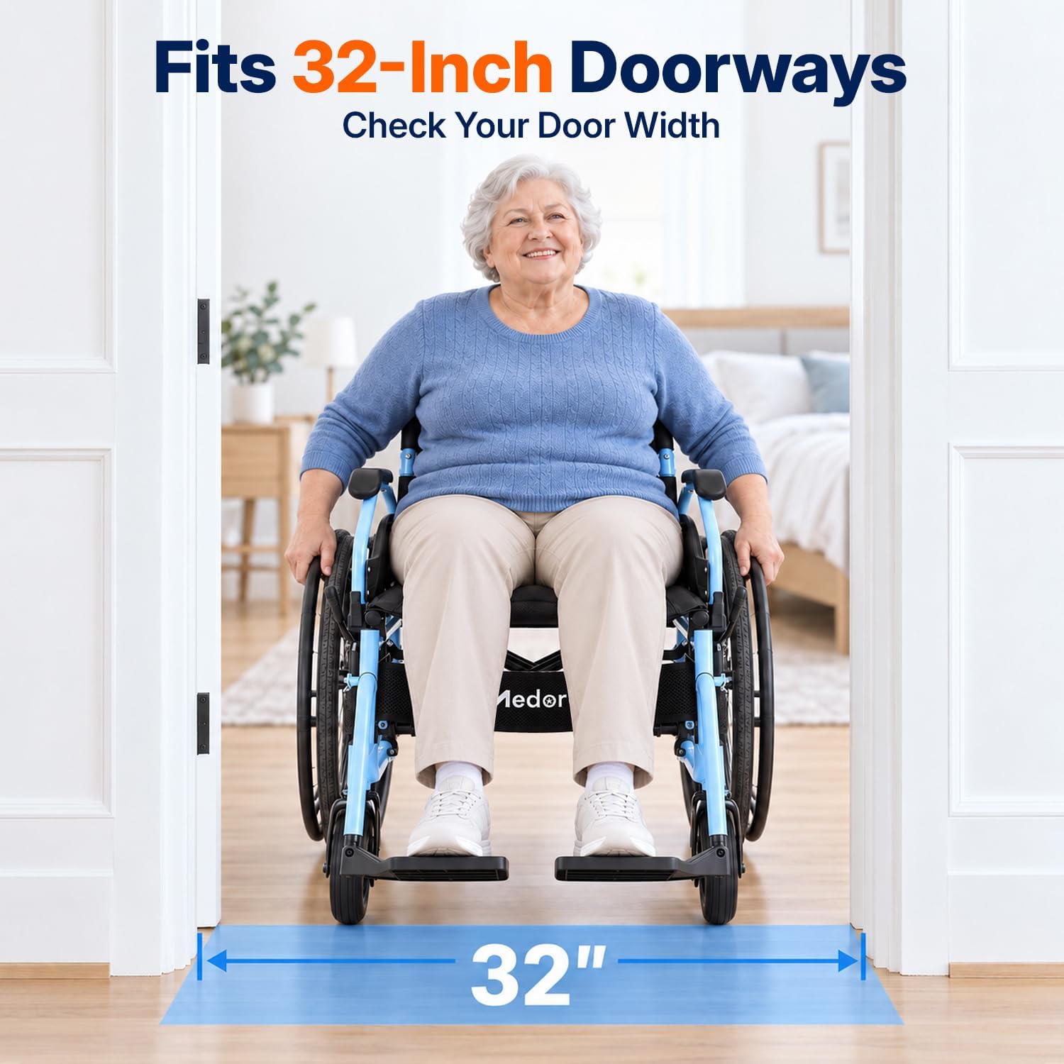 Detalle 2 de Medorol K07 Bariatric Wheelchair, 22-Inch Seat, 400-lb Capacity, Foldable
