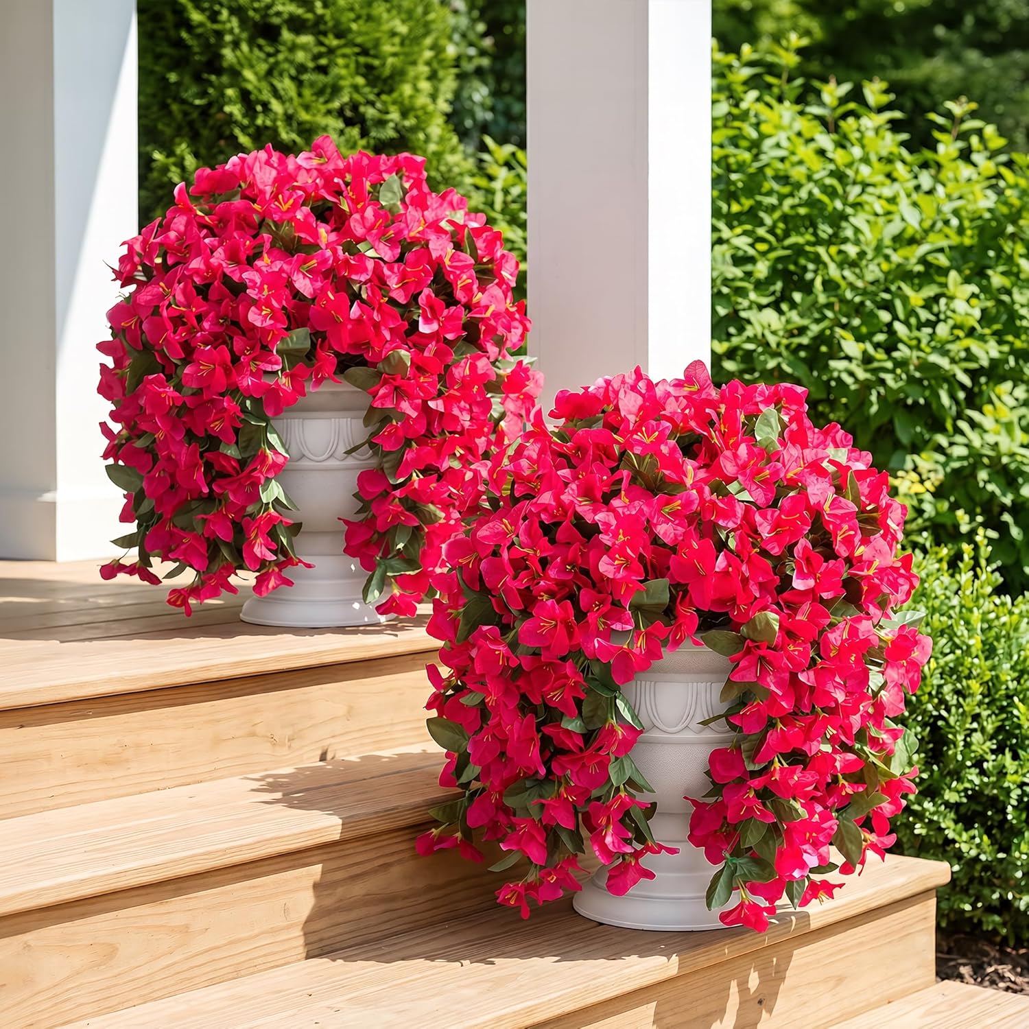 Detalle de Faux Bougainvillea Artificial Flowers (2 Bundles) UV-Resistant Long Trailing Vines for Outdoor Planters