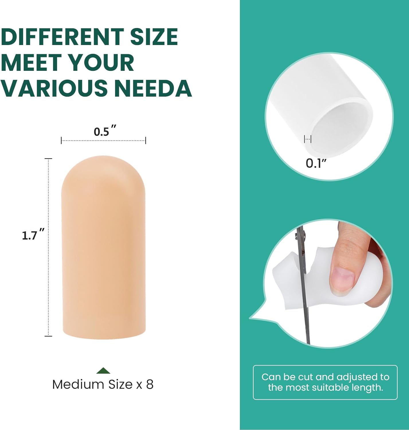 Detalle de Welnove Gel Toe Cap and Protector – Infused Silicone Toe Covers (8M, Beige)