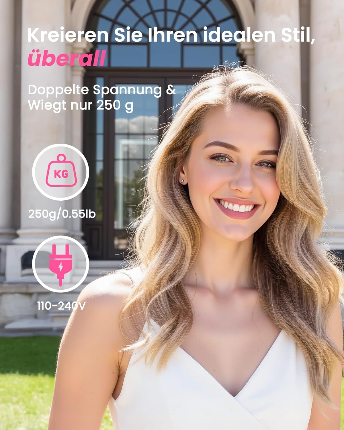 Detalle de Haokoo Thermal Brush 38 mm – Thermobürste mit 6 Temperaturstufen, Ionentechnologie und Reise-Doppelspannung