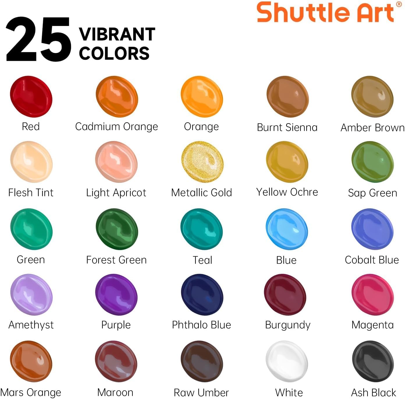 Thumbnail 2 de Shuttle Art Acrylfarben-Set mit 25 Vintage-Farben (60 ml) – wasserbasiert für Malen & Basteln