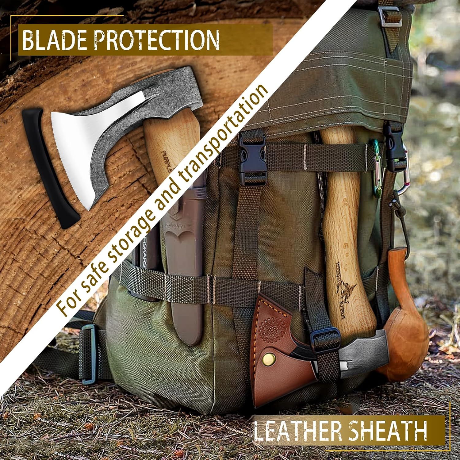 Thumbnail 3 de Purple Dragon AXT Camping Hatchet, 14.7-Inch Hand-Forged Steel Blade, Wood Handle