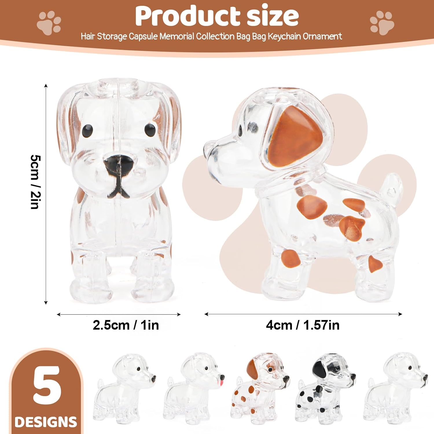 Detalle de Byffoer 5-teiliges Set Hundehaar-Sammler-Schlüsselanhänger als Erinnerungsflasche (DIY)