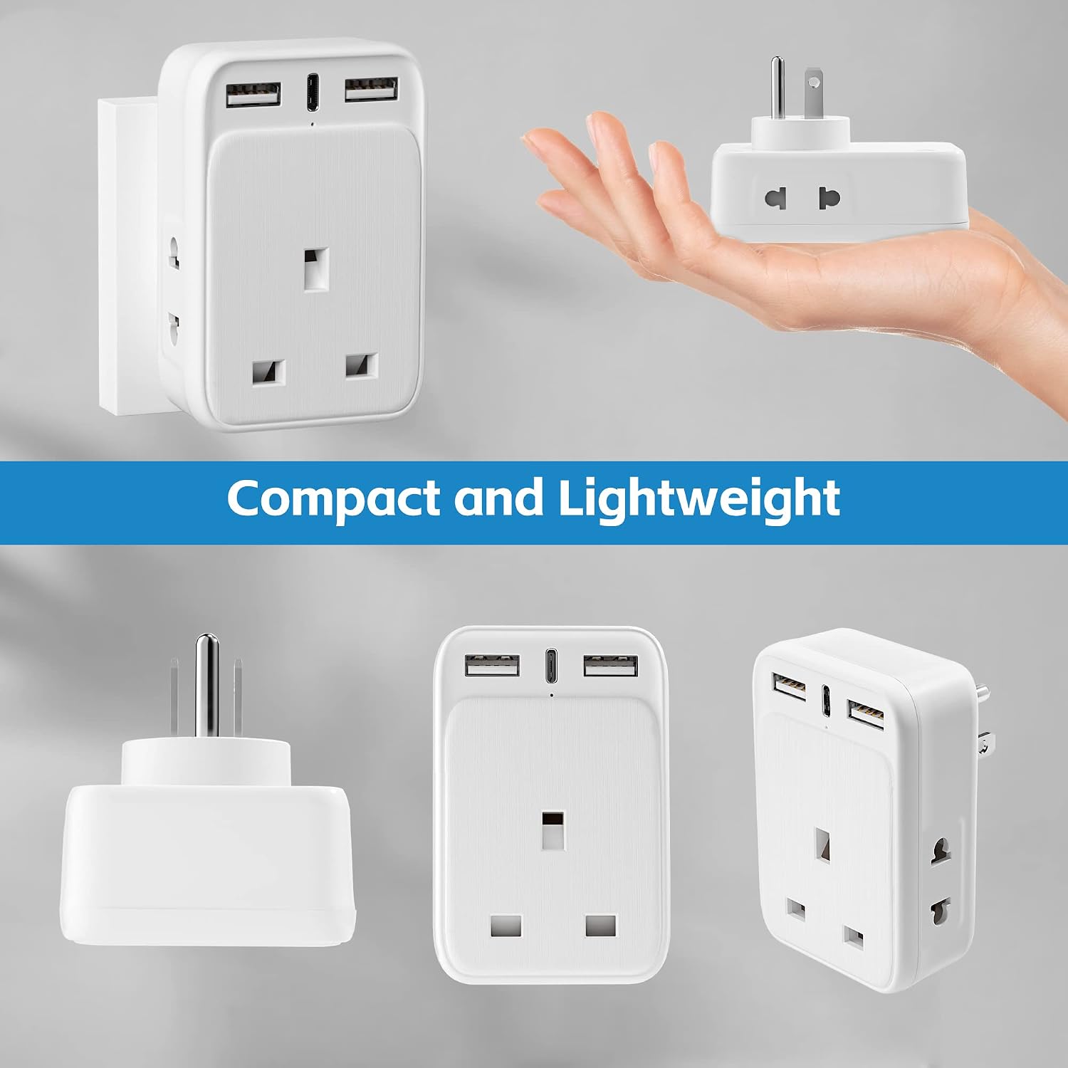 Detalle de AODENG UK to US Travel Adapter 3.4A